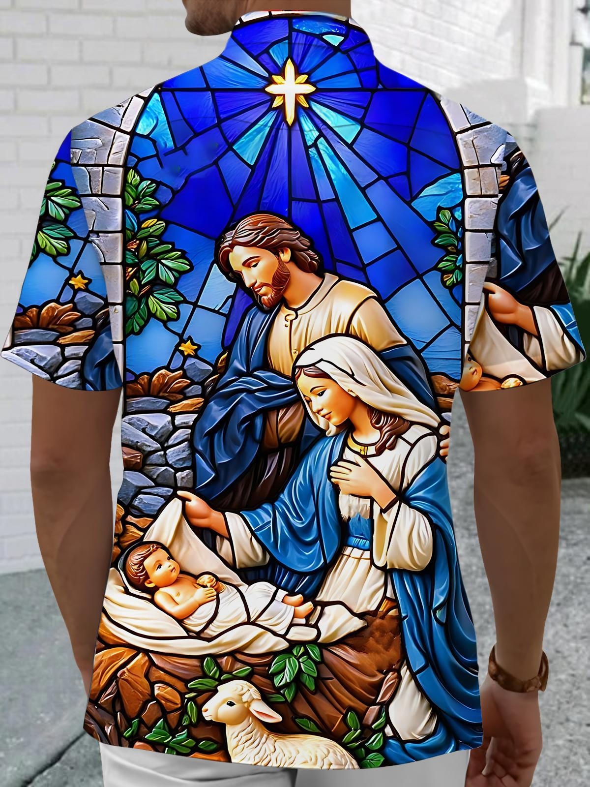 Jesus Art Print Men's Pocket Short Sleeve Shirts