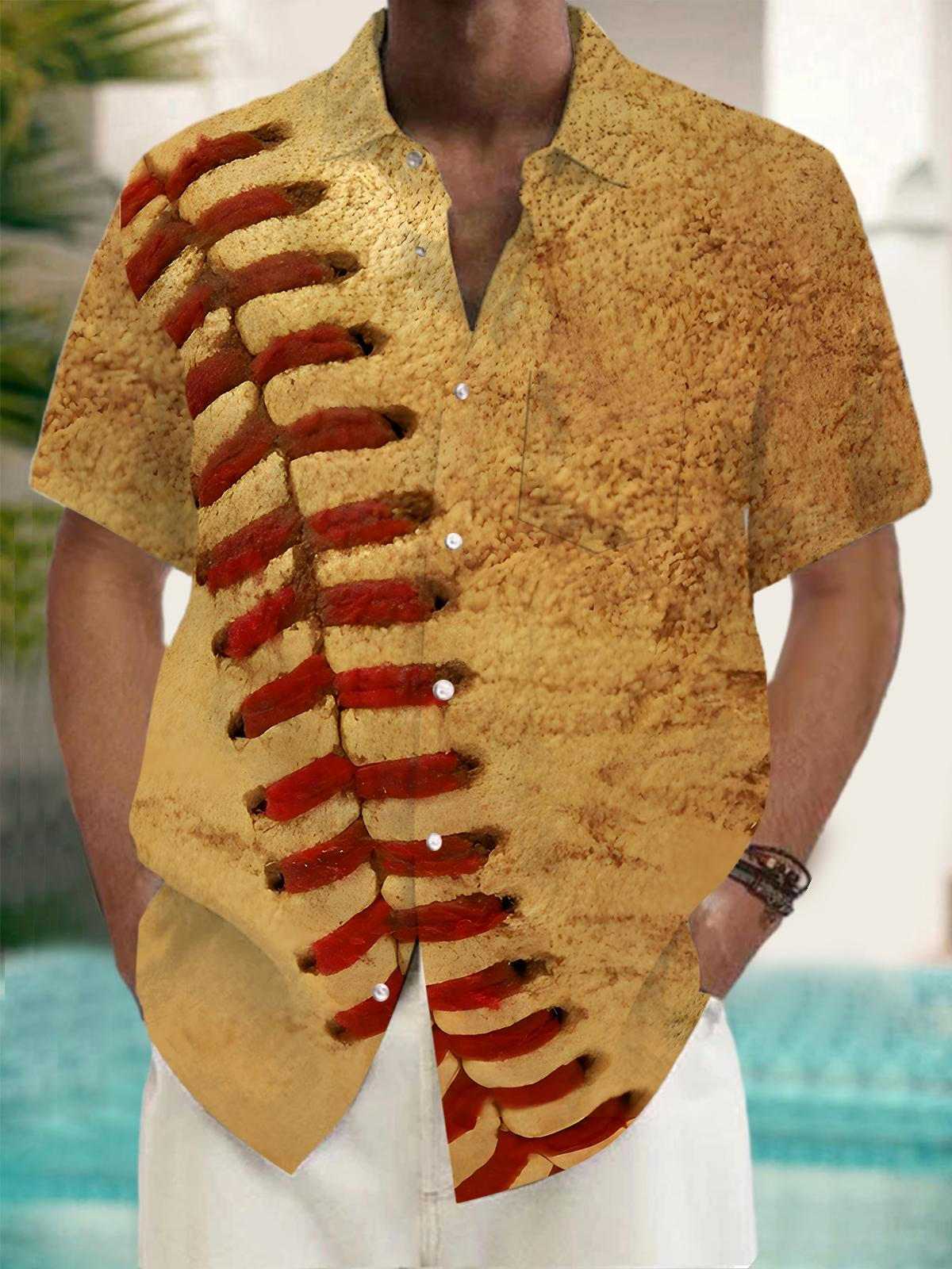 Baseball Men's Pocket Short Sleeve Shirts