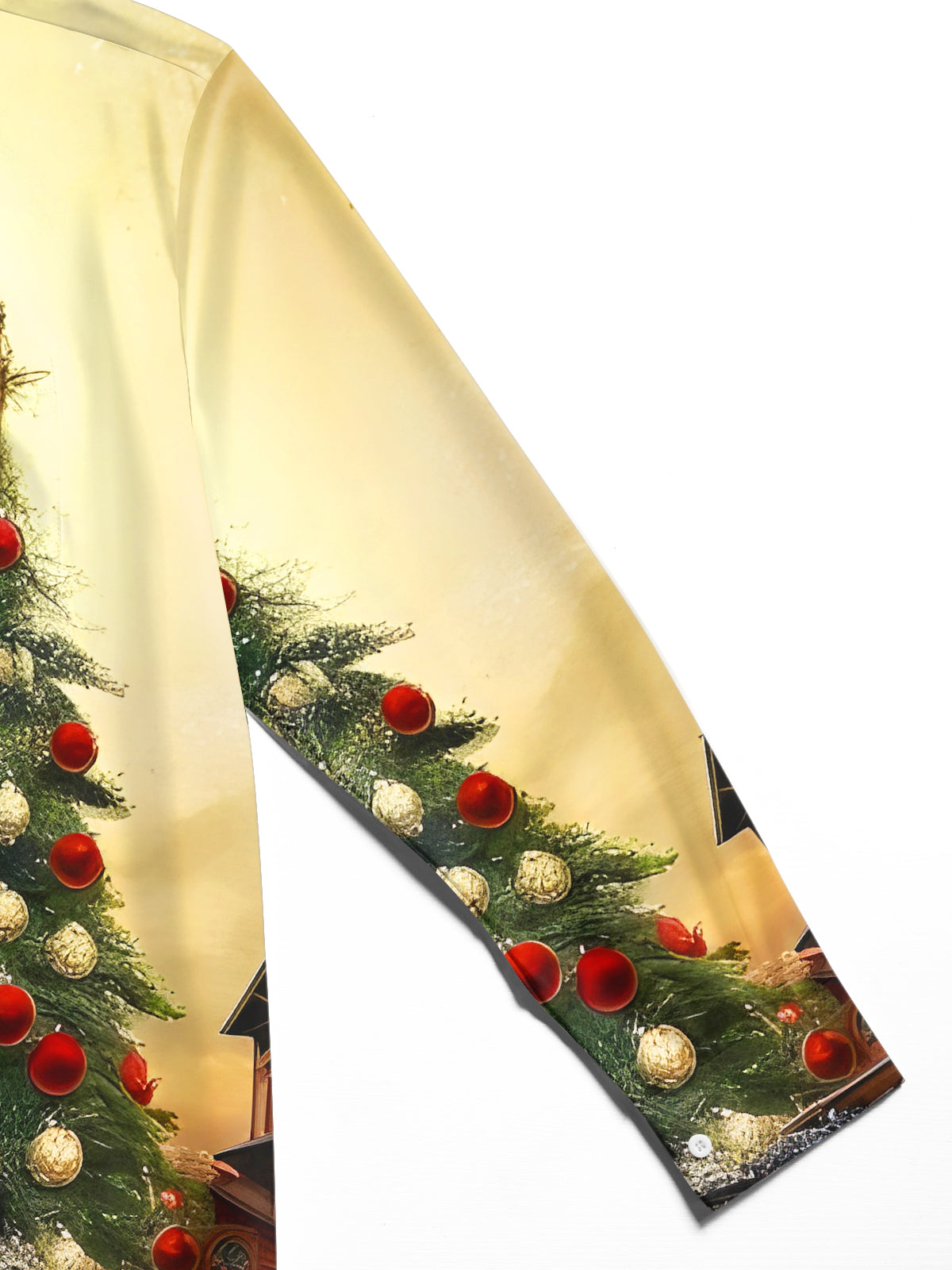 Retro Beauty Gazes At Christmas Tree Xmas Men's Pocket Long Sleeve Shirts