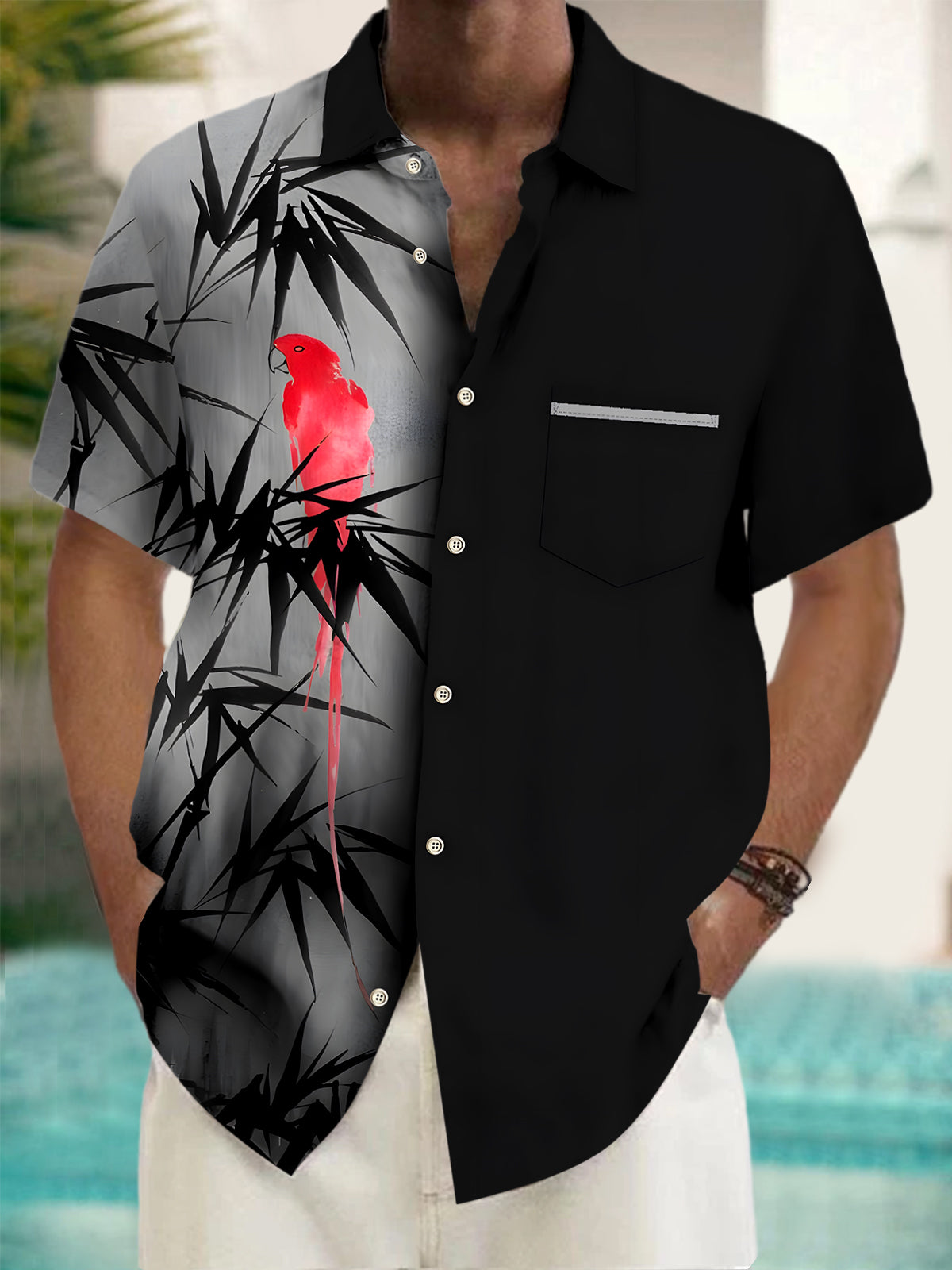 Bird Men's Pocket Short Sleeve Shirts