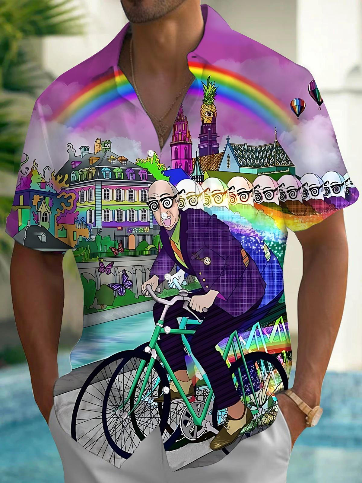 Art Print Men's Pocket Short Sleeve Shirts