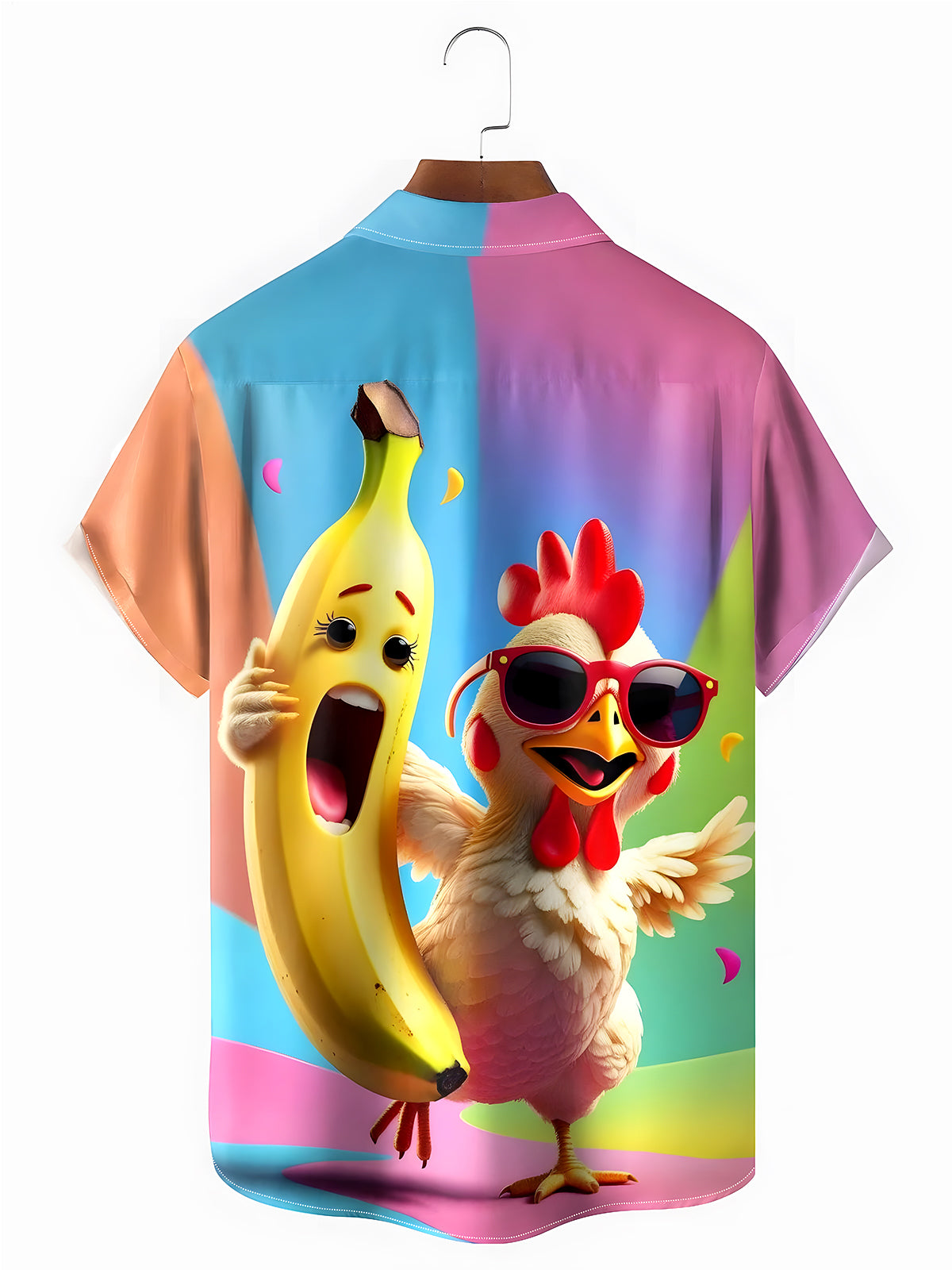 Funny Chicken Banana Men's Pocket Short Sleeve Shirts