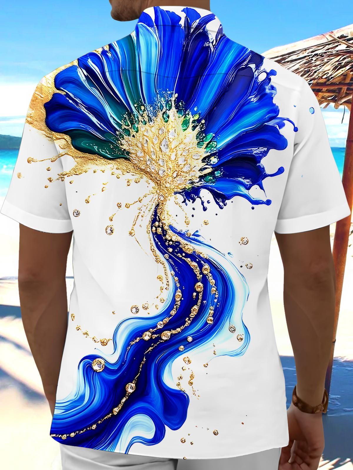 Hawaiian Floral Men's Pocket Short Sleeve Shirts