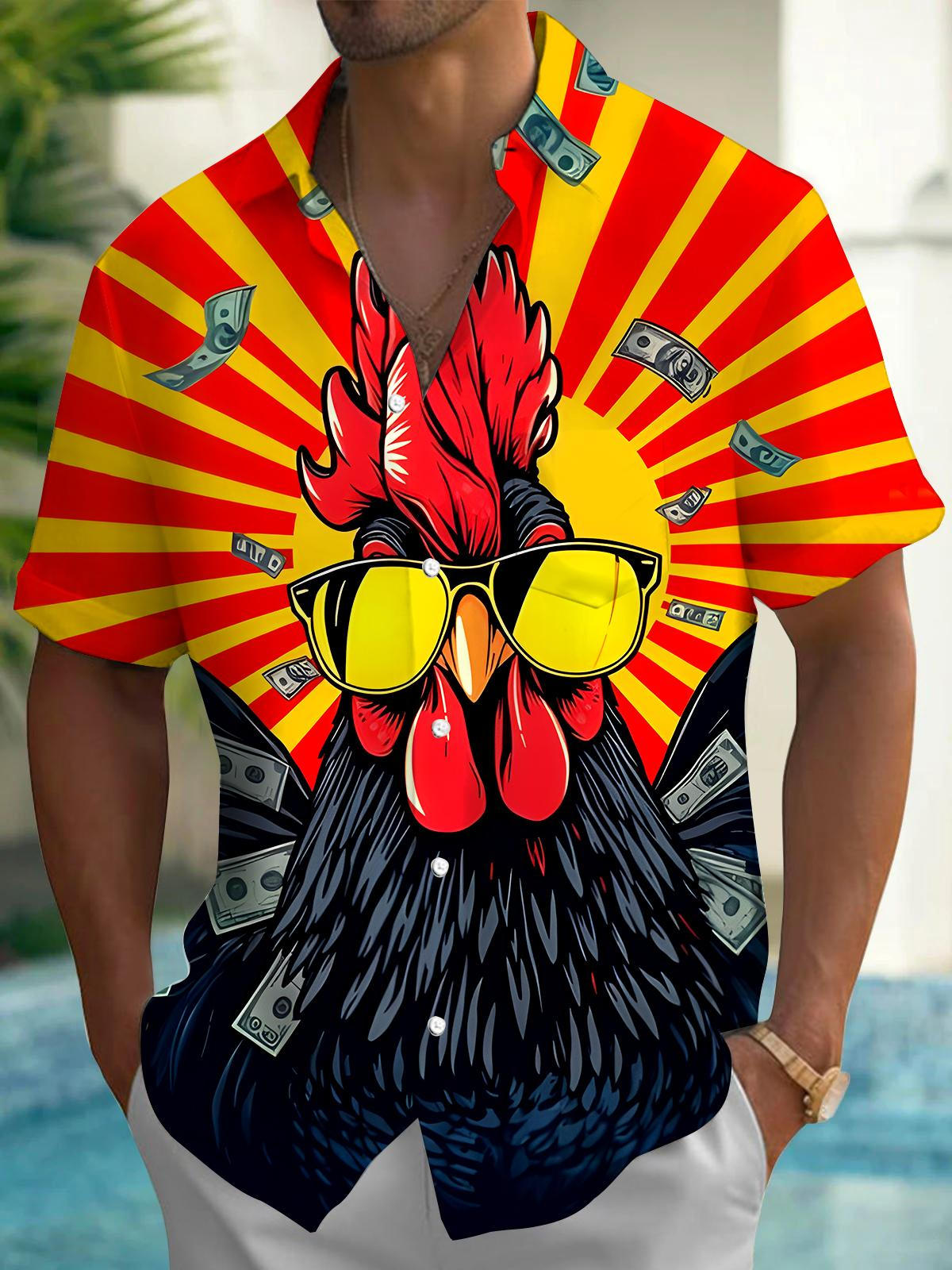 Chicken Men's Pocket Short Sleeve Shirts