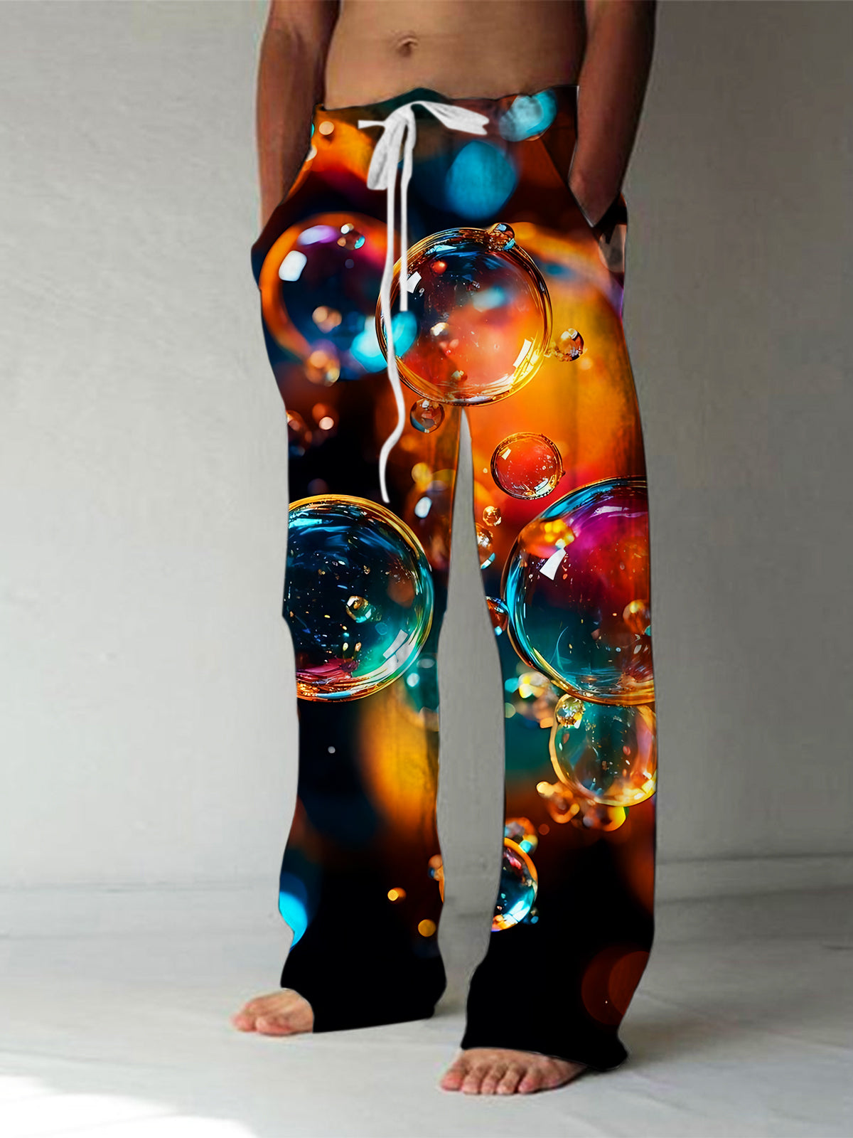 Bubble Print Men's Casual Elastic Waist Pants