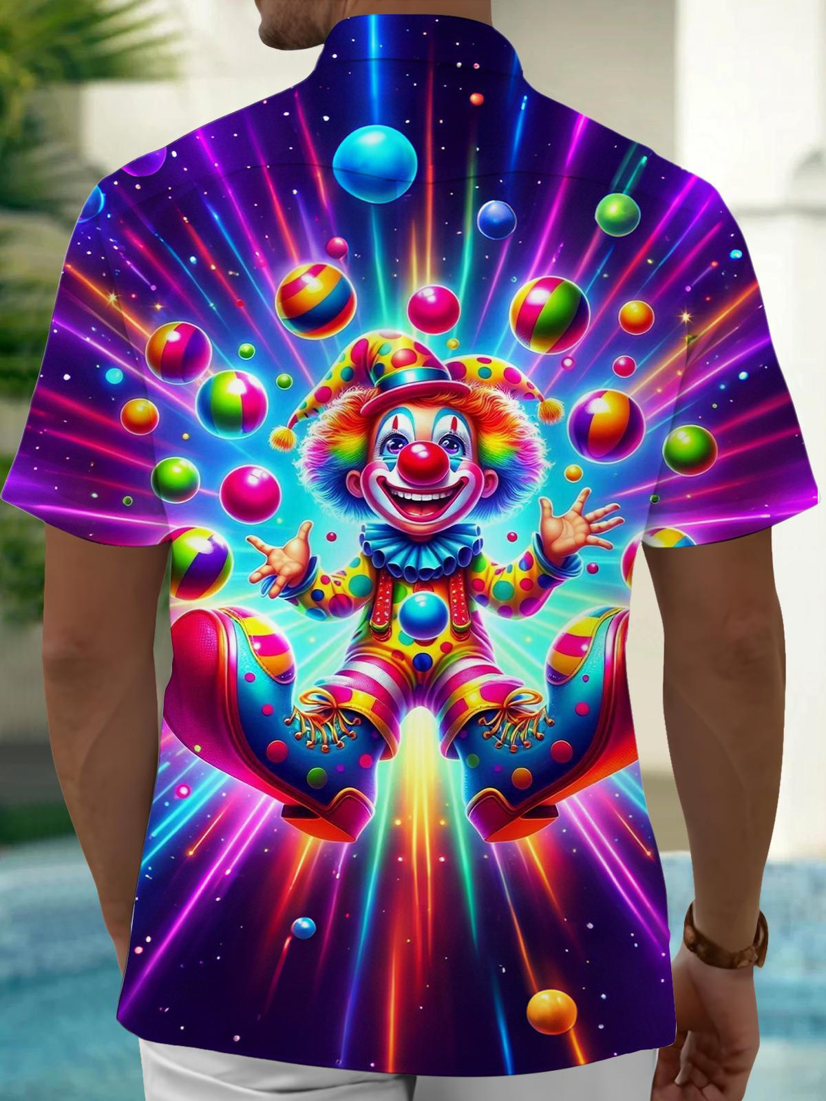 Clown Print Men's Pocket Short Sleeve Shirts