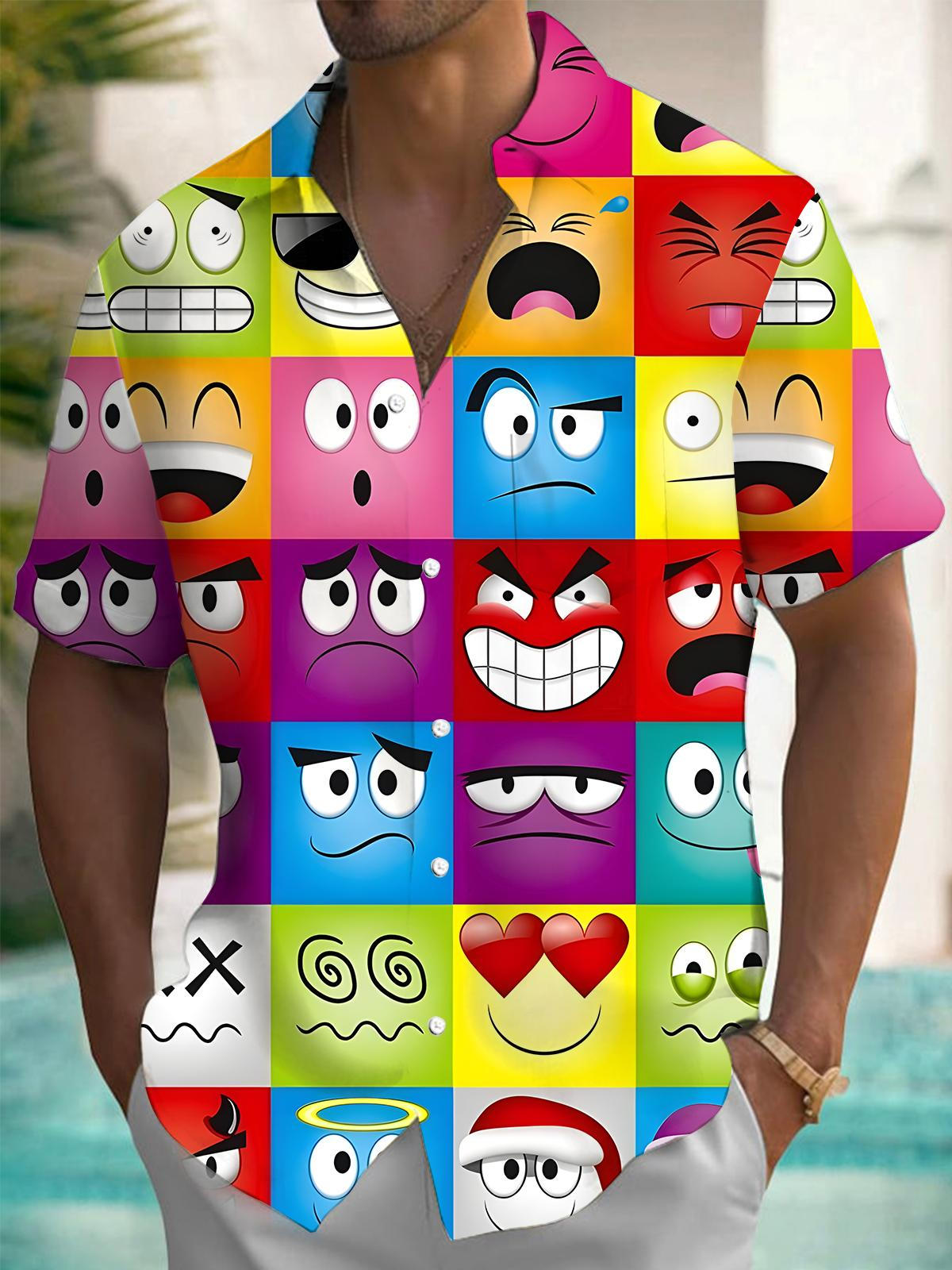 Funny Print Men's Pocket Short Sleeve Shirts