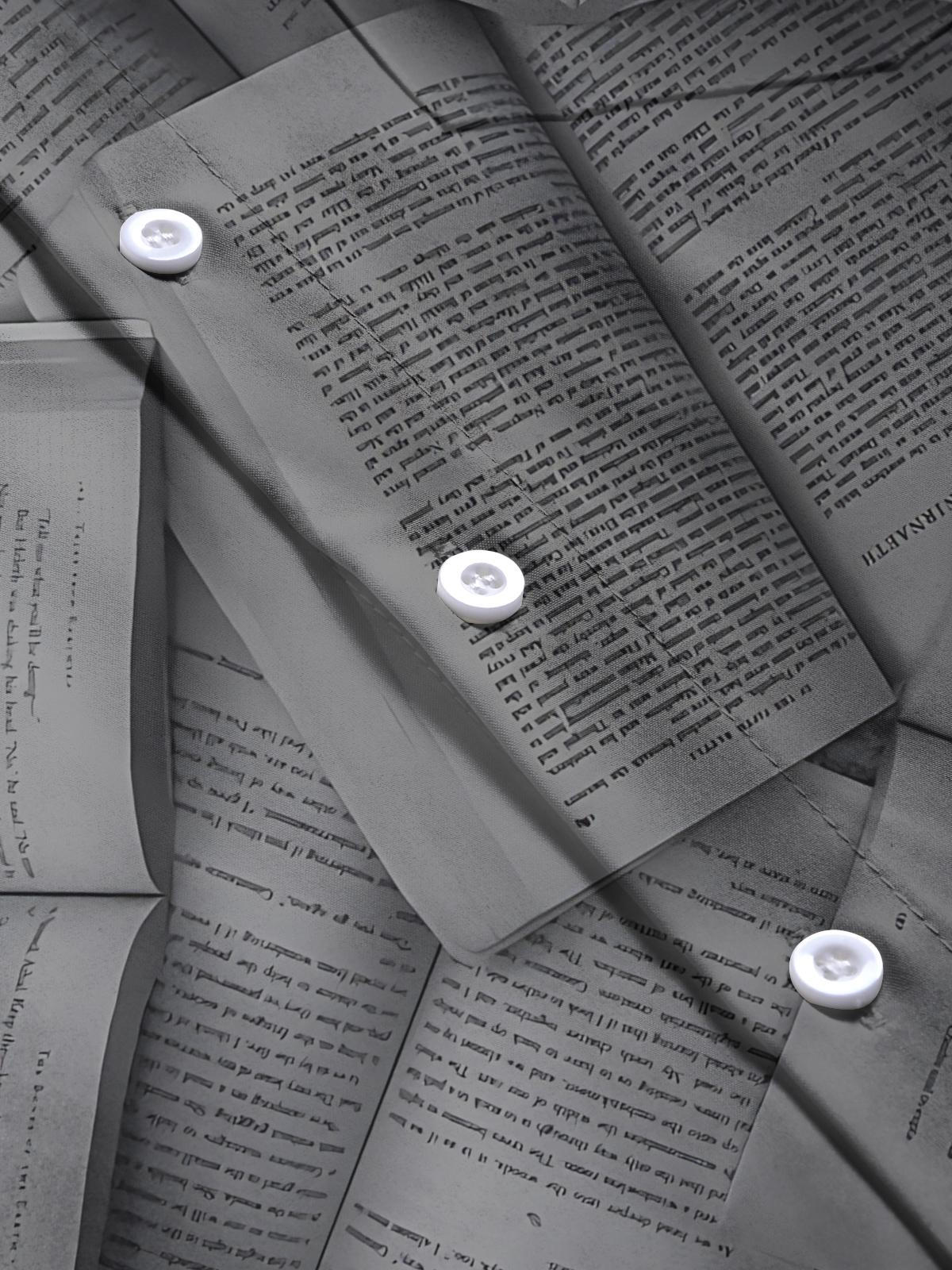 Book Print Men's Pocket Long Sleeve Shirts