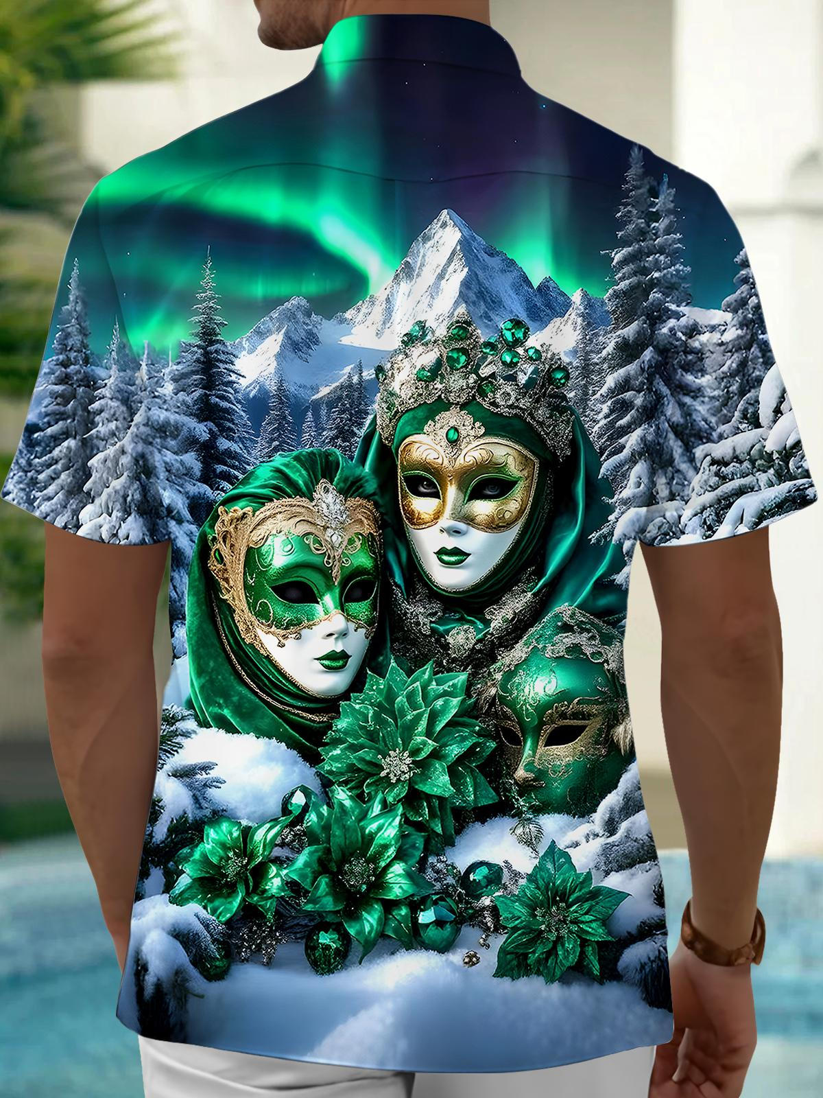 Aurora Forest Men's Pocket Short Sleeve Shirts