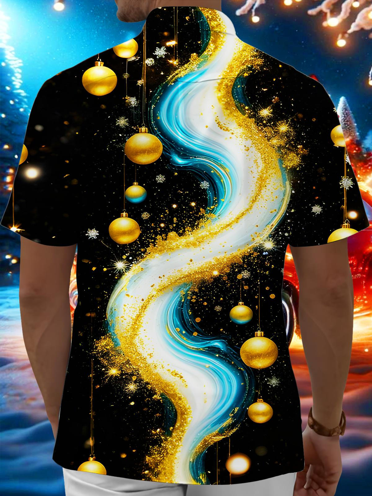 Art Glittering Gilded Light Ball Men's Pocket Short Sleeve Shirts