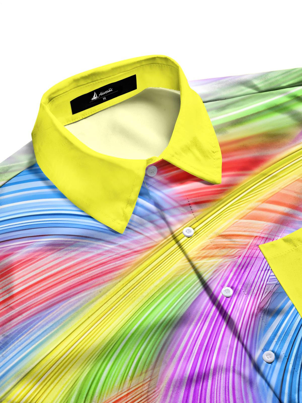 Gradient Print Men's Pocket Short Sleeve Shirts