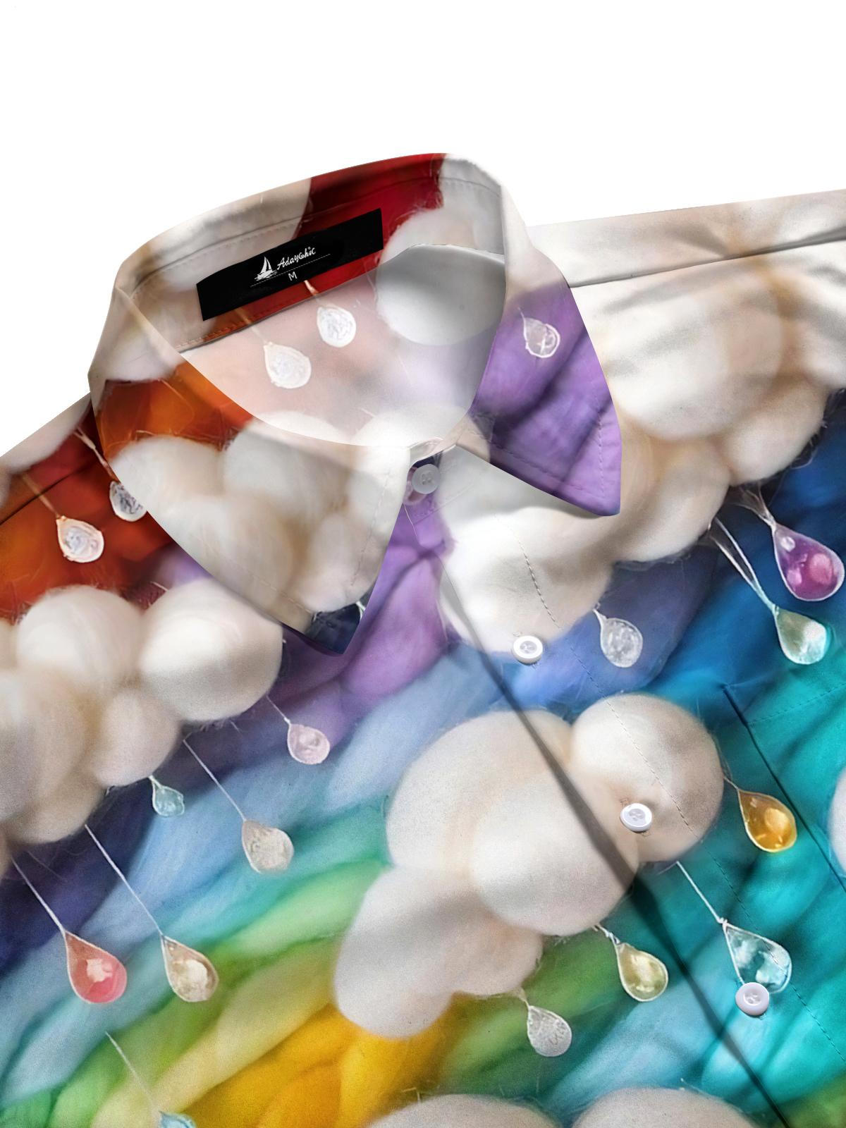 Cloud Print Men's Pocket Short Sleeve Shirts