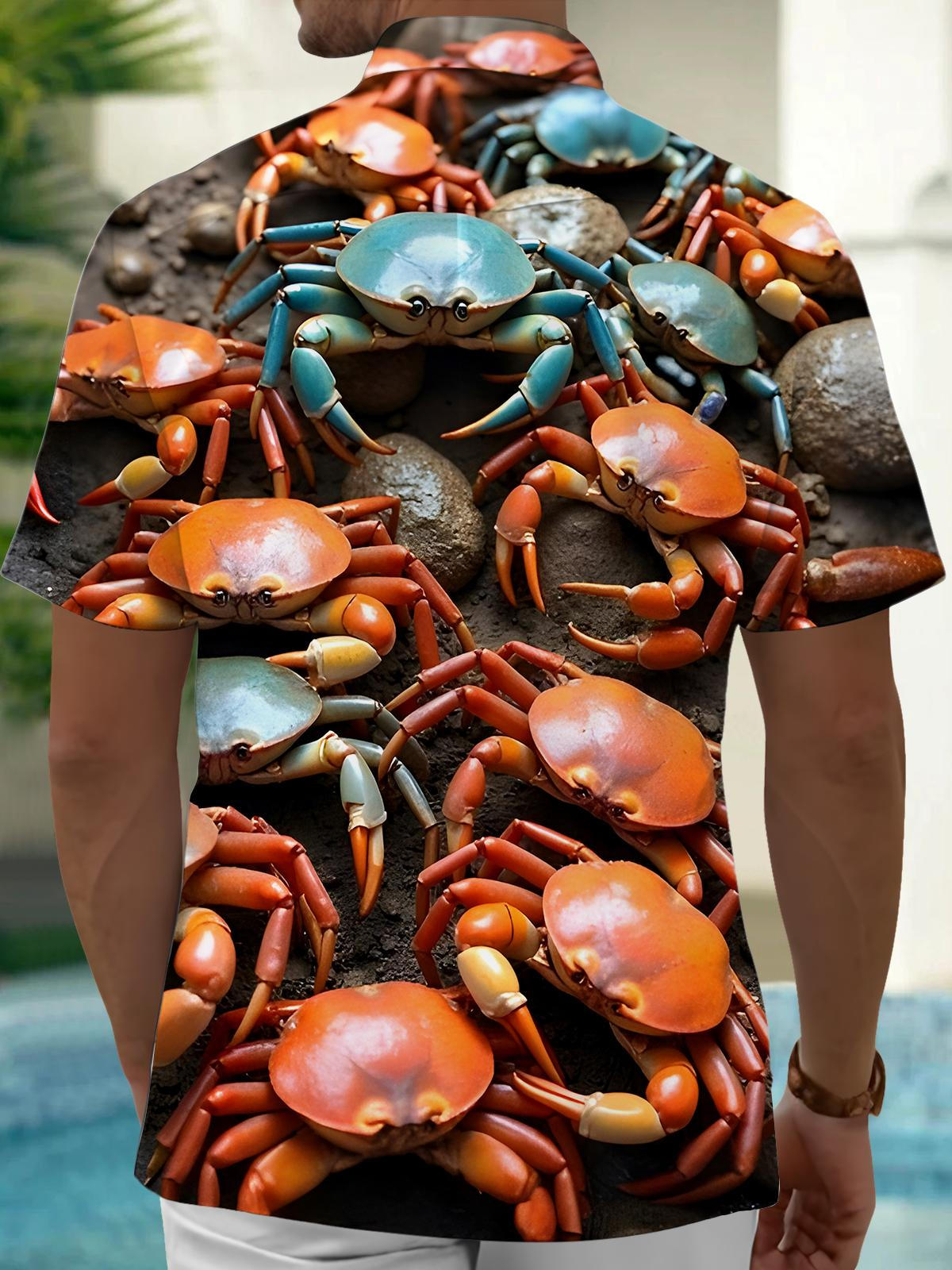Seafood Crab Men's Pocket Short Sleeve Shirts
