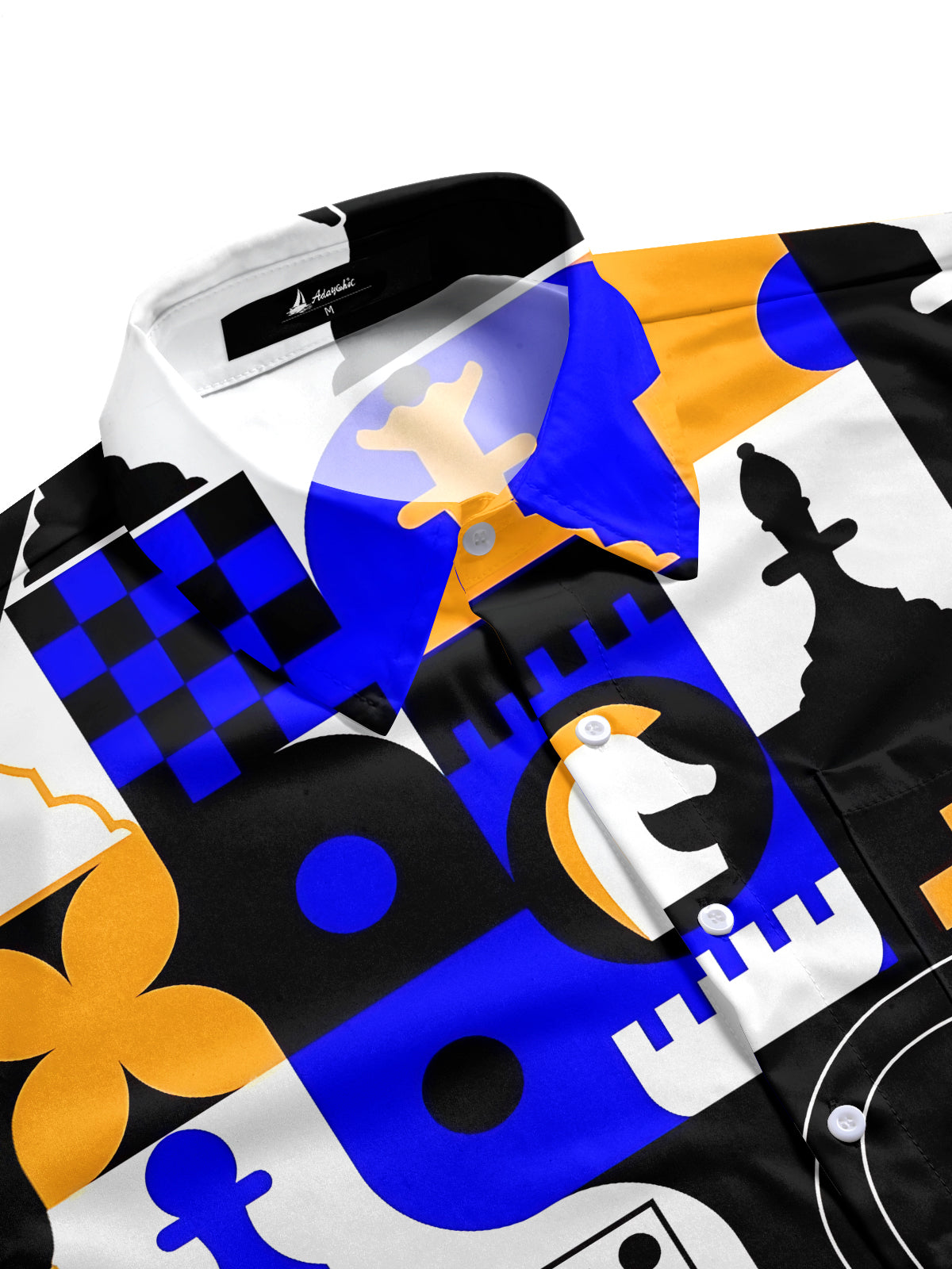 Chess Print Men's Pocket Short Sleeve Shirts