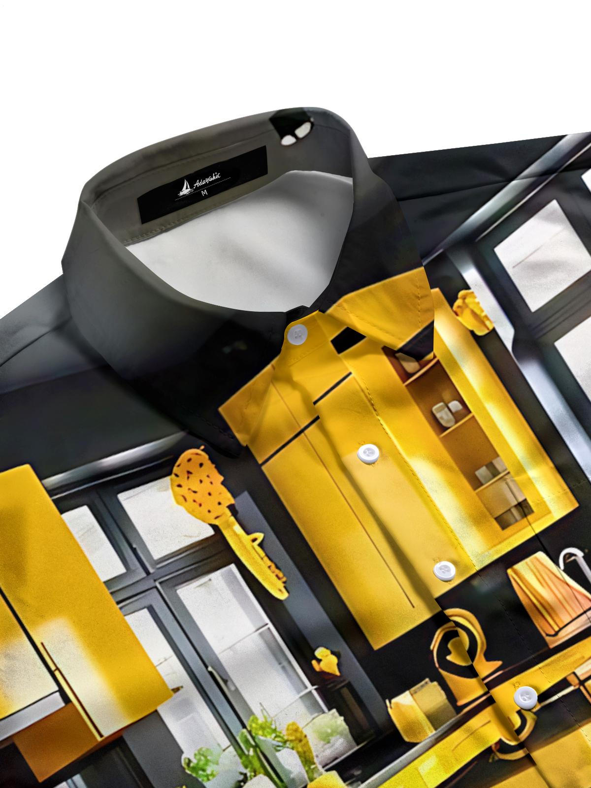 Kitchen Art Print Men's Pocket Short Sleeve Shirts