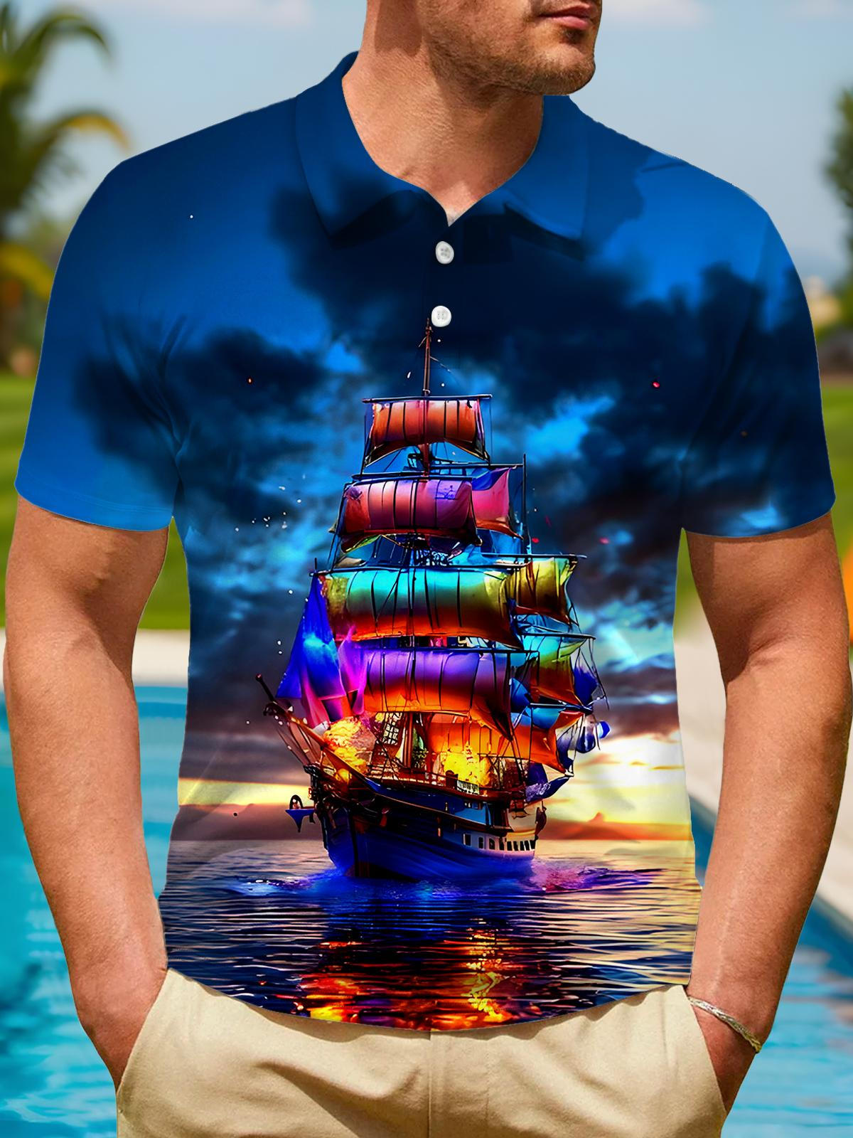 Boat Men's Short Sleeve Button Polo