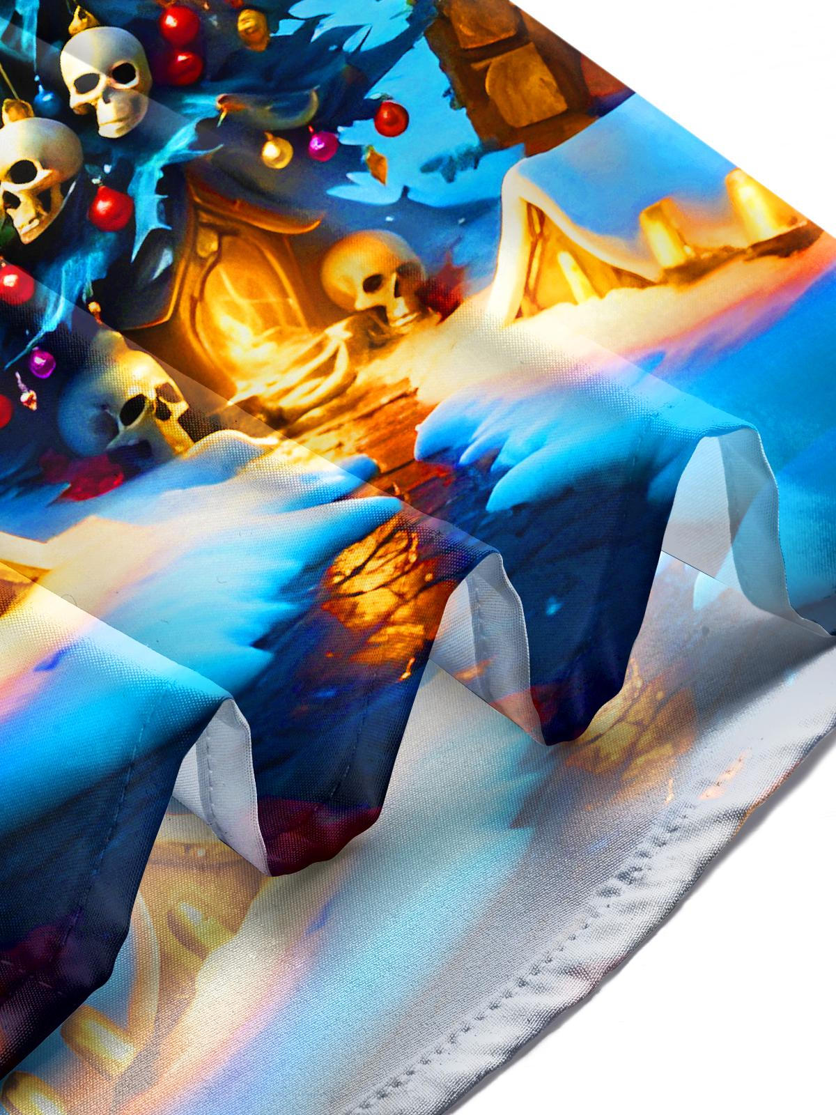 Funny Skull Christmas Tree Xmas Men's Pocket Long Sleeve Shirts