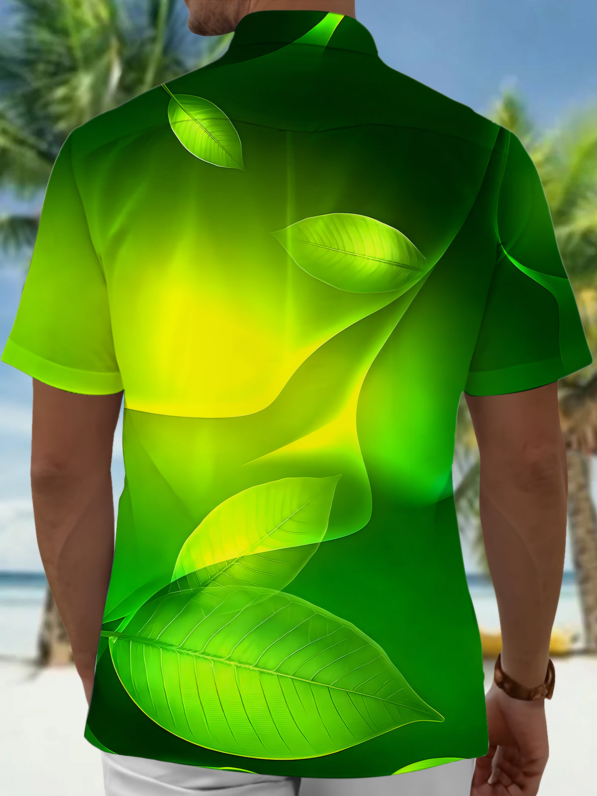 Hawaiian Leaf Men's Pocket Short Sleeve Shirts