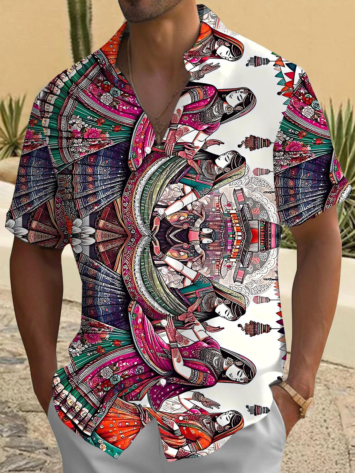 Art Print Men's Pocket Short Sleeve Shirts