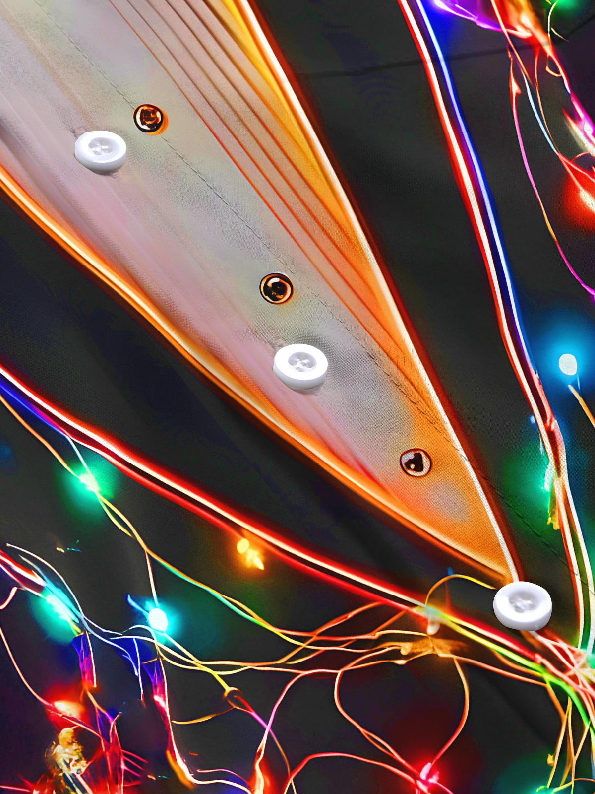 Funny Fairy Lights Gentleman's Bow Tie Xmas Men's Pocket Long Sleeve Shirts