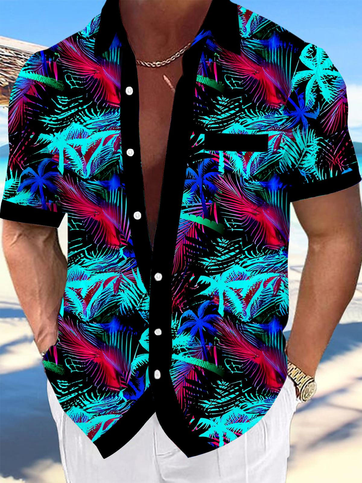 Coconut Tree Men's Pocket Short Sleeve Shirts