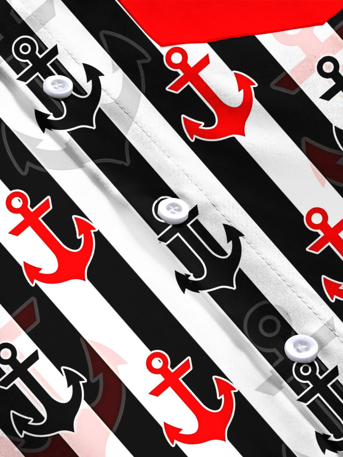 Anchor Print Men's Pocket Short Sleeve Shirts