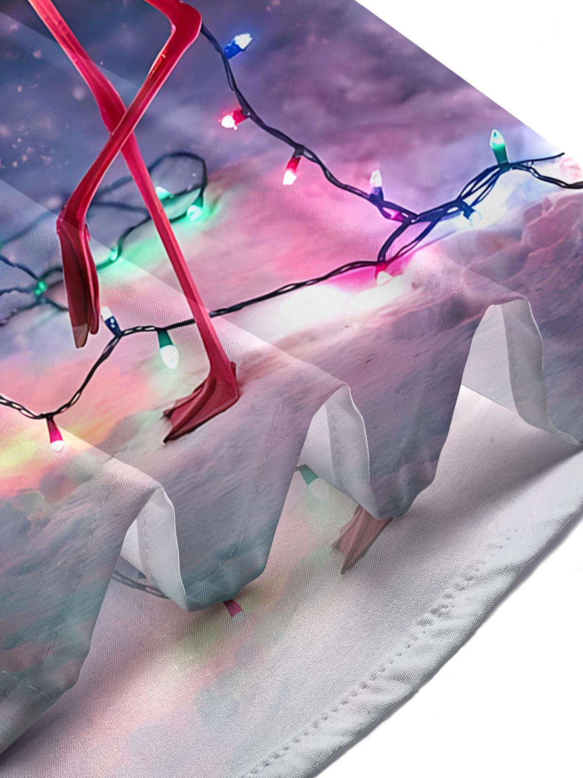 Christmas Flamingo Print Men's Pocket Long Sleeve Shirts