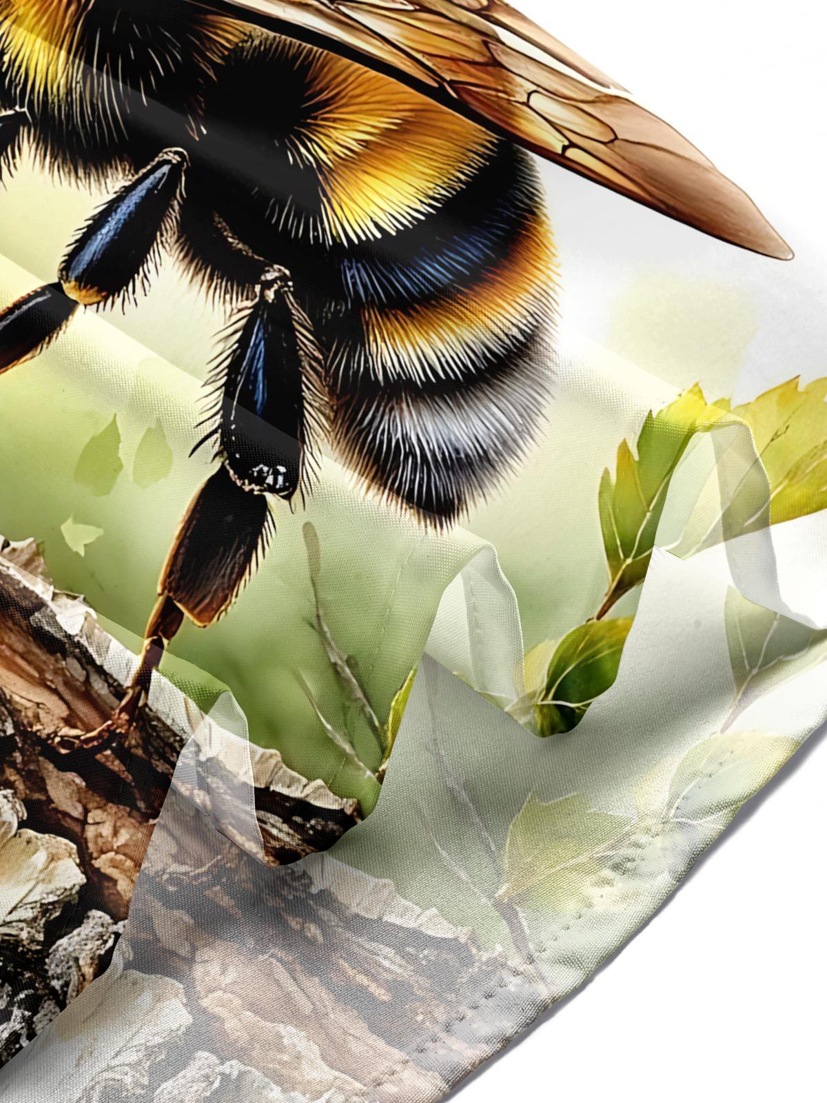 Bee Print Men's Pocket Short Sleeve Shirts