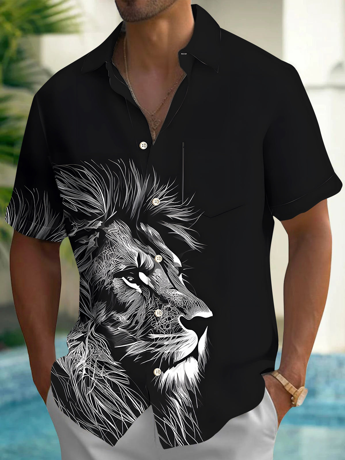 Lion Men's Pocket Short Sleeve Shirts