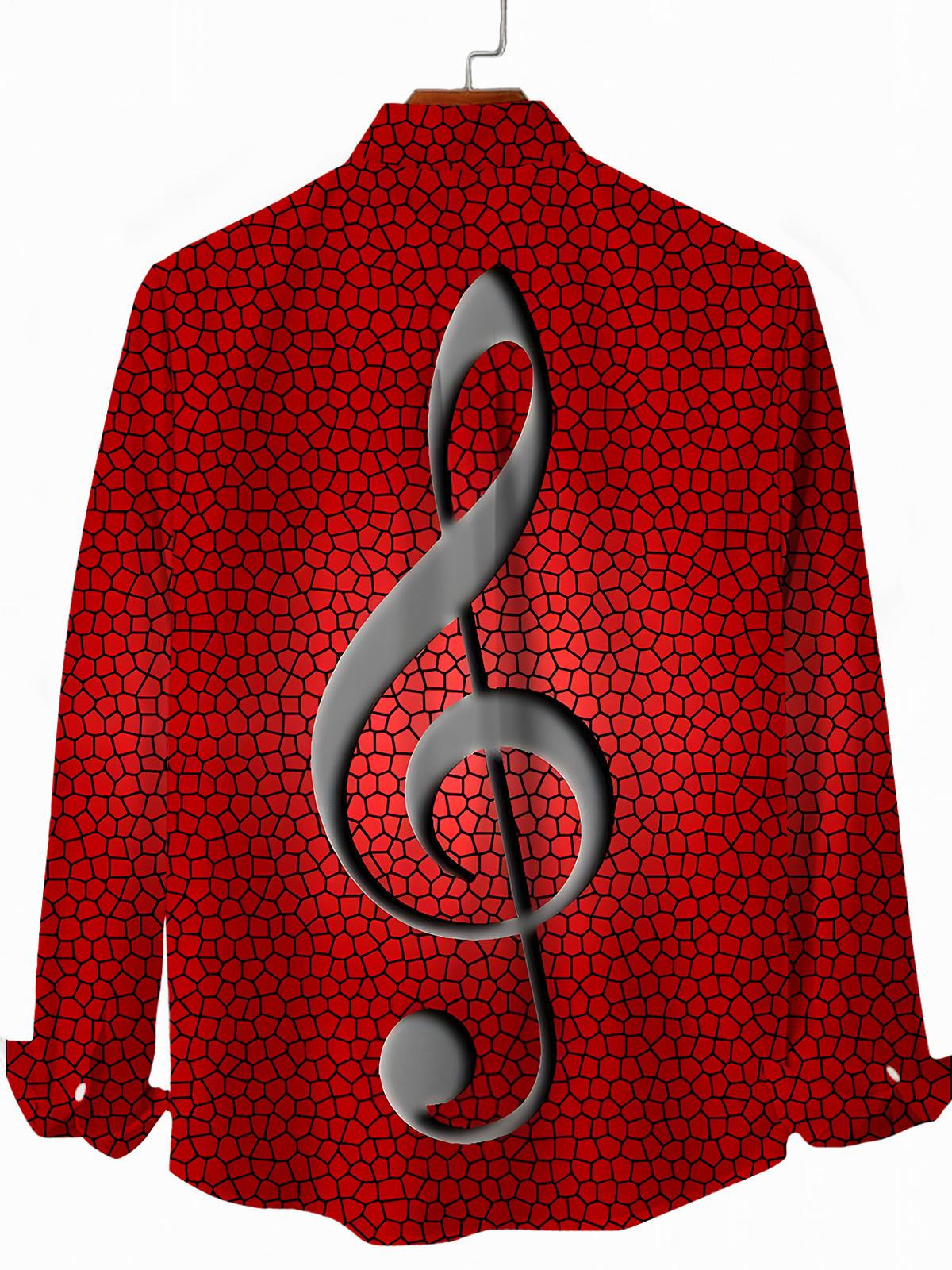 Musical Note Men's Pocket Long Sleeve Shirts