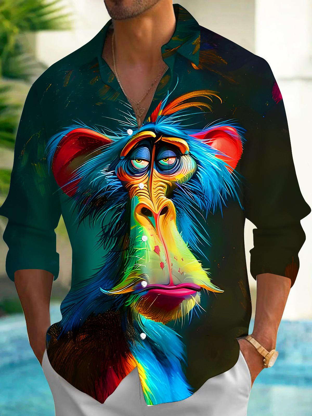 Funny Monkey Men's Pocket Long Sleeve Shirts