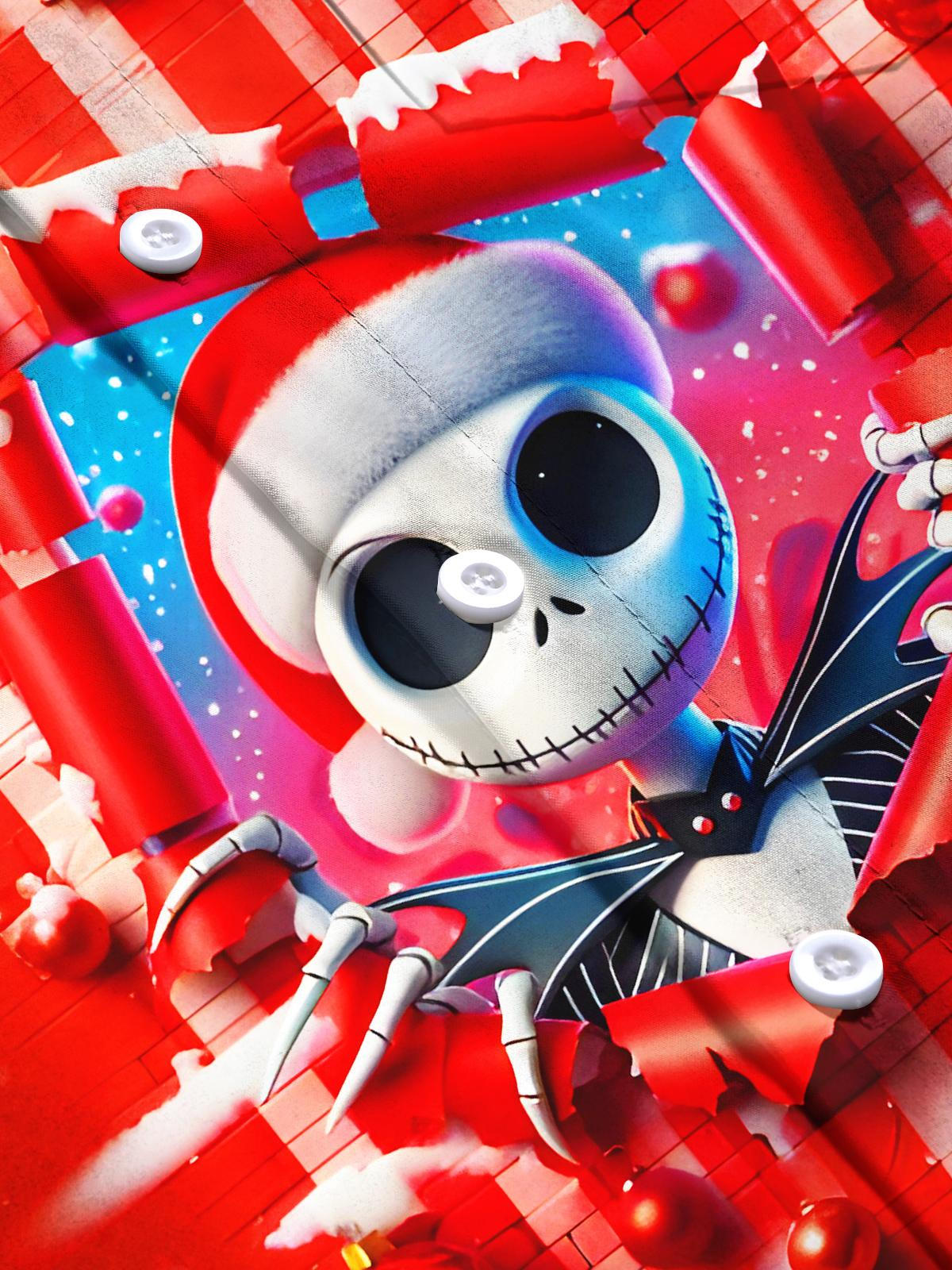 Fun Christmas Skull Xmas Men's Pocket Short Sleeve Shirts