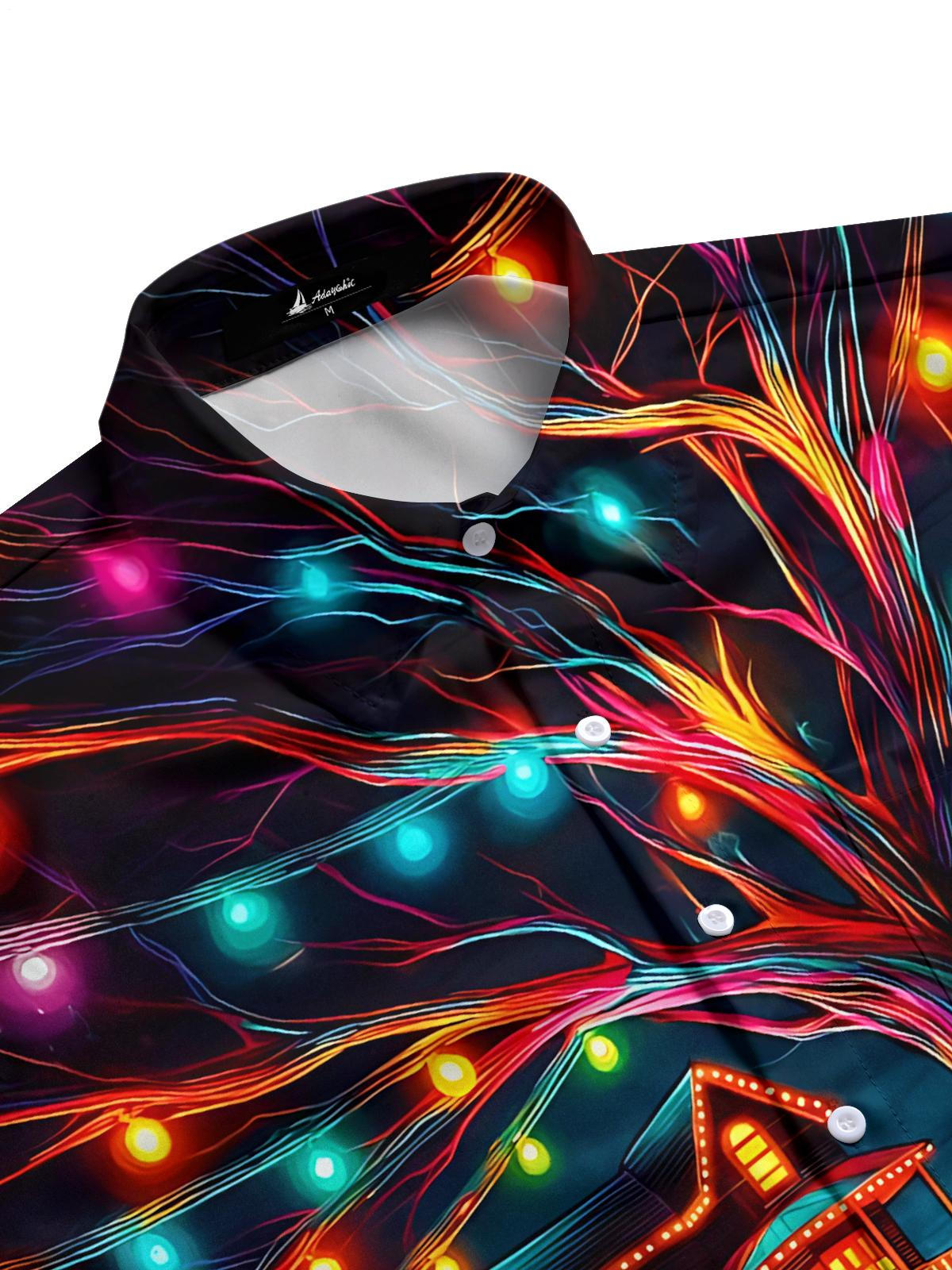 Christmas Lights Art Print Men's Pocket Short Sleeve Shirts