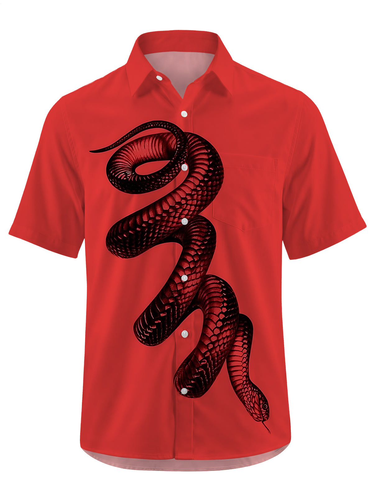 Snake Print Men's Pocket Short Sleeve Shirts