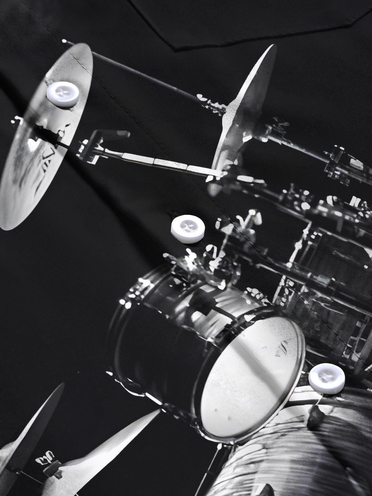 Drum Set Music Men's Pocket Short Sleeve Shirts