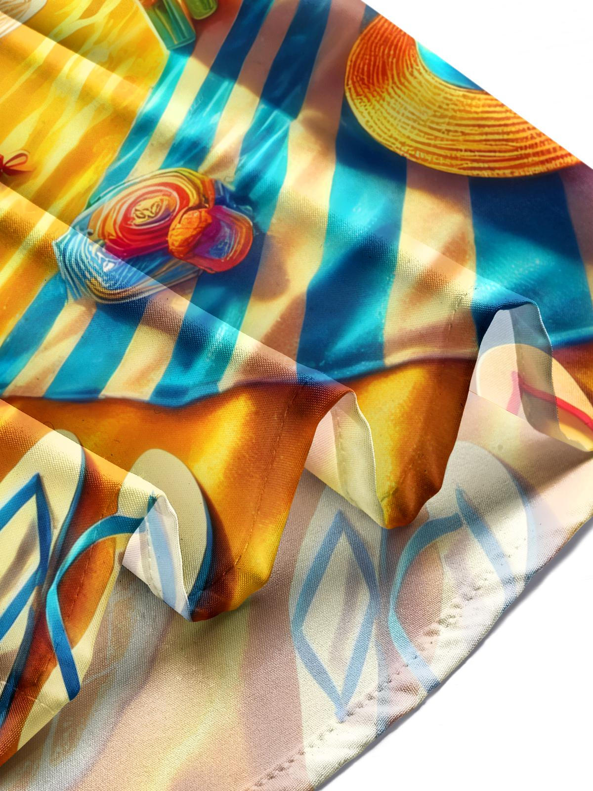 Hawaiian Beach Print Men's Pocket Short Sleeve Shirts