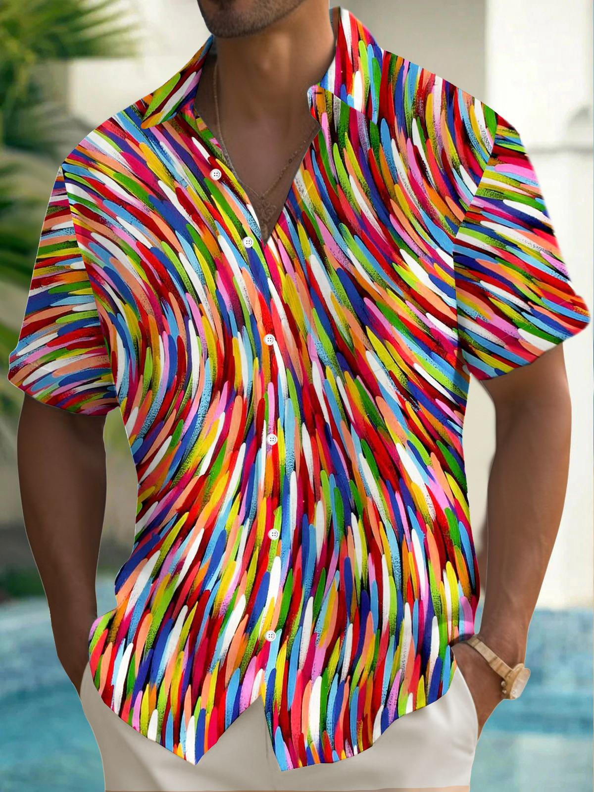 Gradient Abstract Art Print Men's Pocket Short Sleeve Shirts