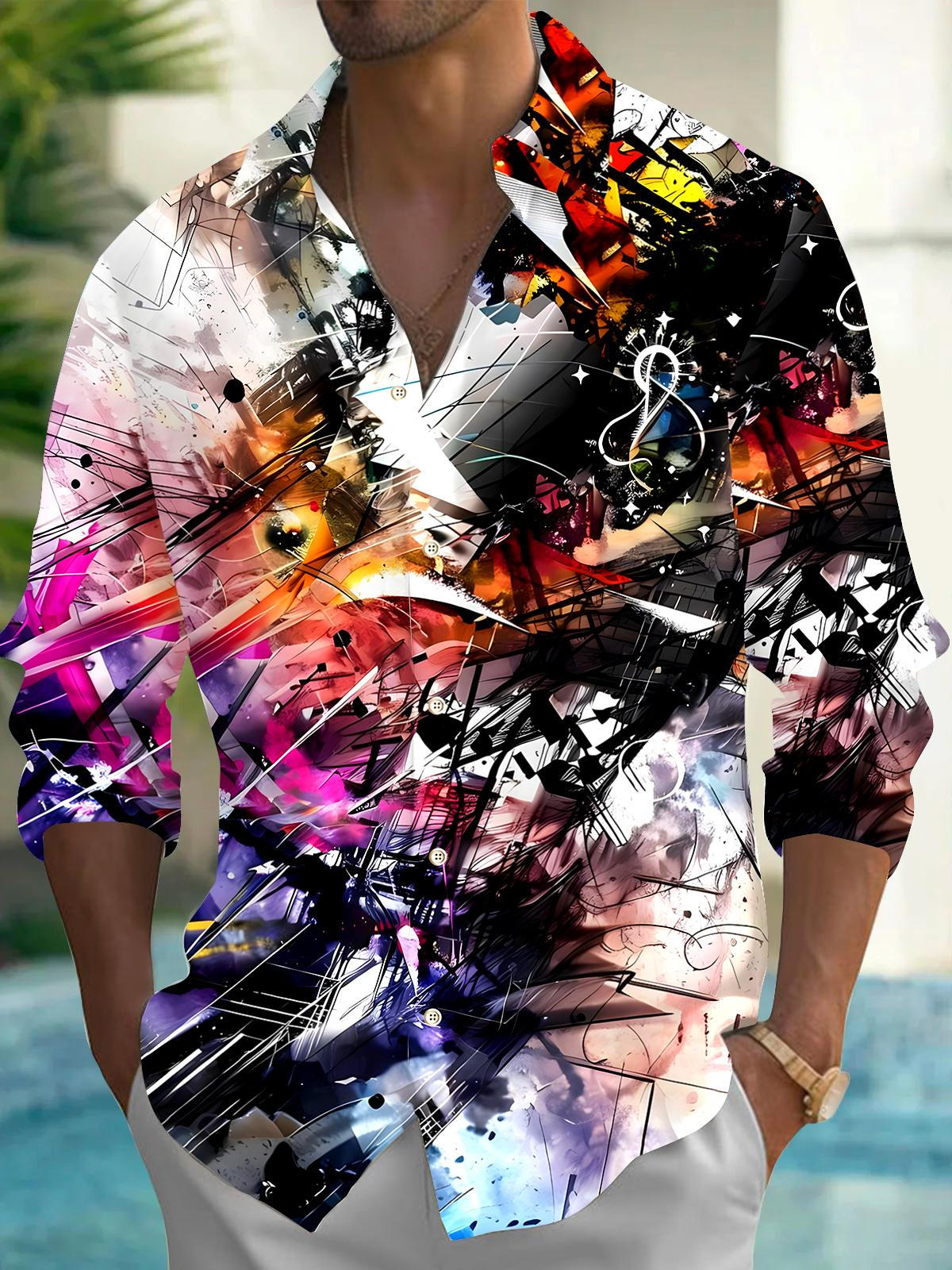 Tie Dye Men's Pocket Long Sleeve Shirts