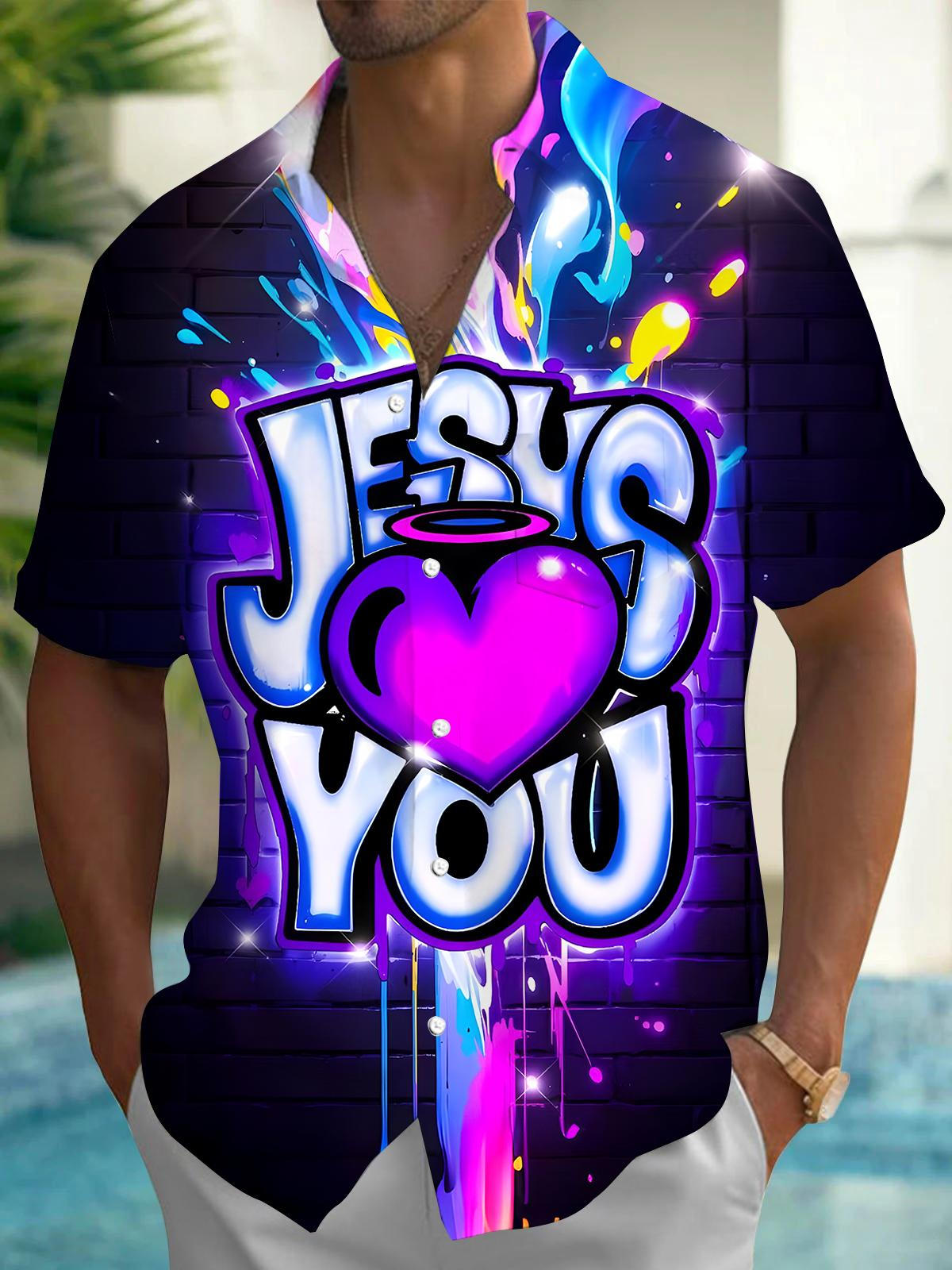 Jesus Love You Men's Pocket Short Sleeve Shirts