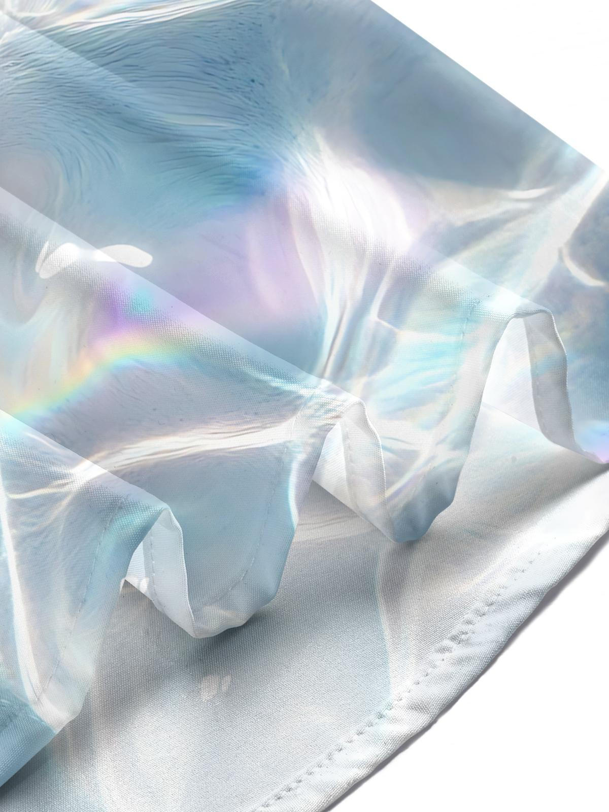 Seawater Print Men's Pocket Short Sleeve Shirts