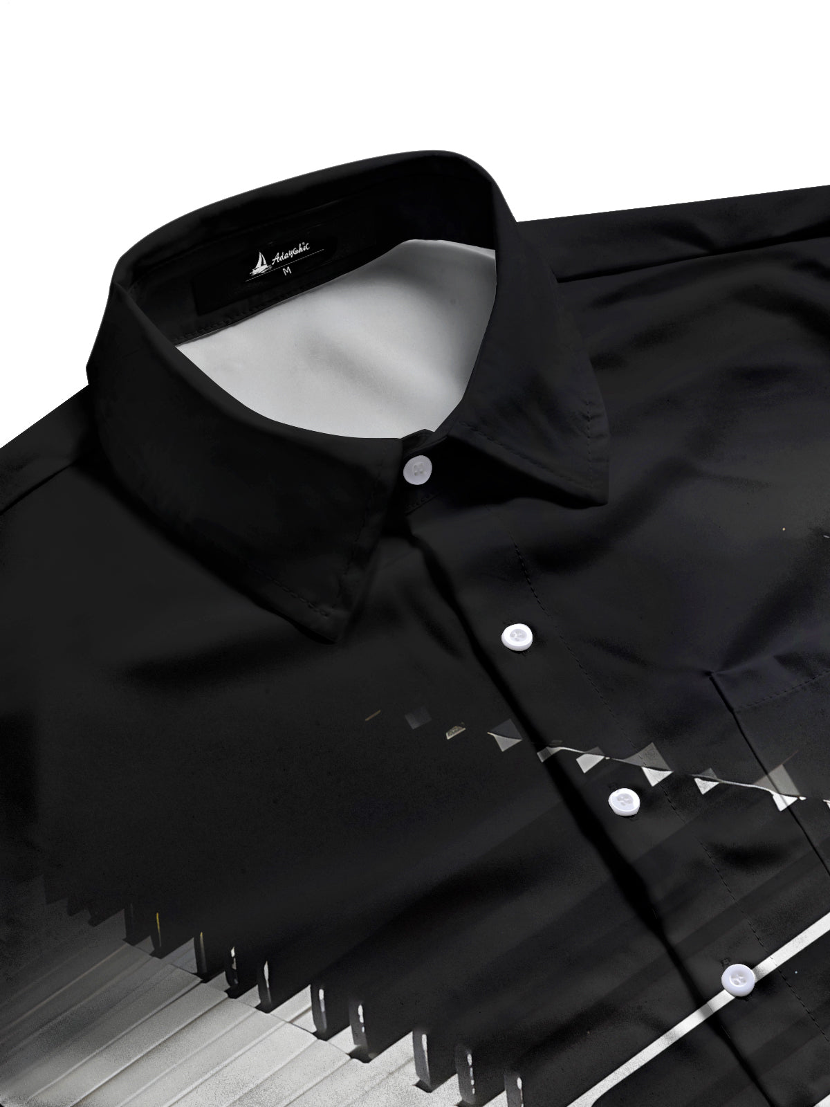 Piano Print Men's Pocket Short Sleeve Shirts