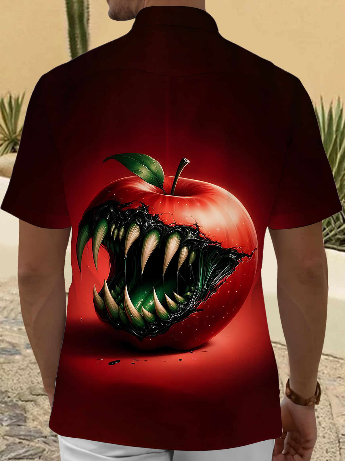 Apple Art Print Men's Pocket Short Sleeve Shirts