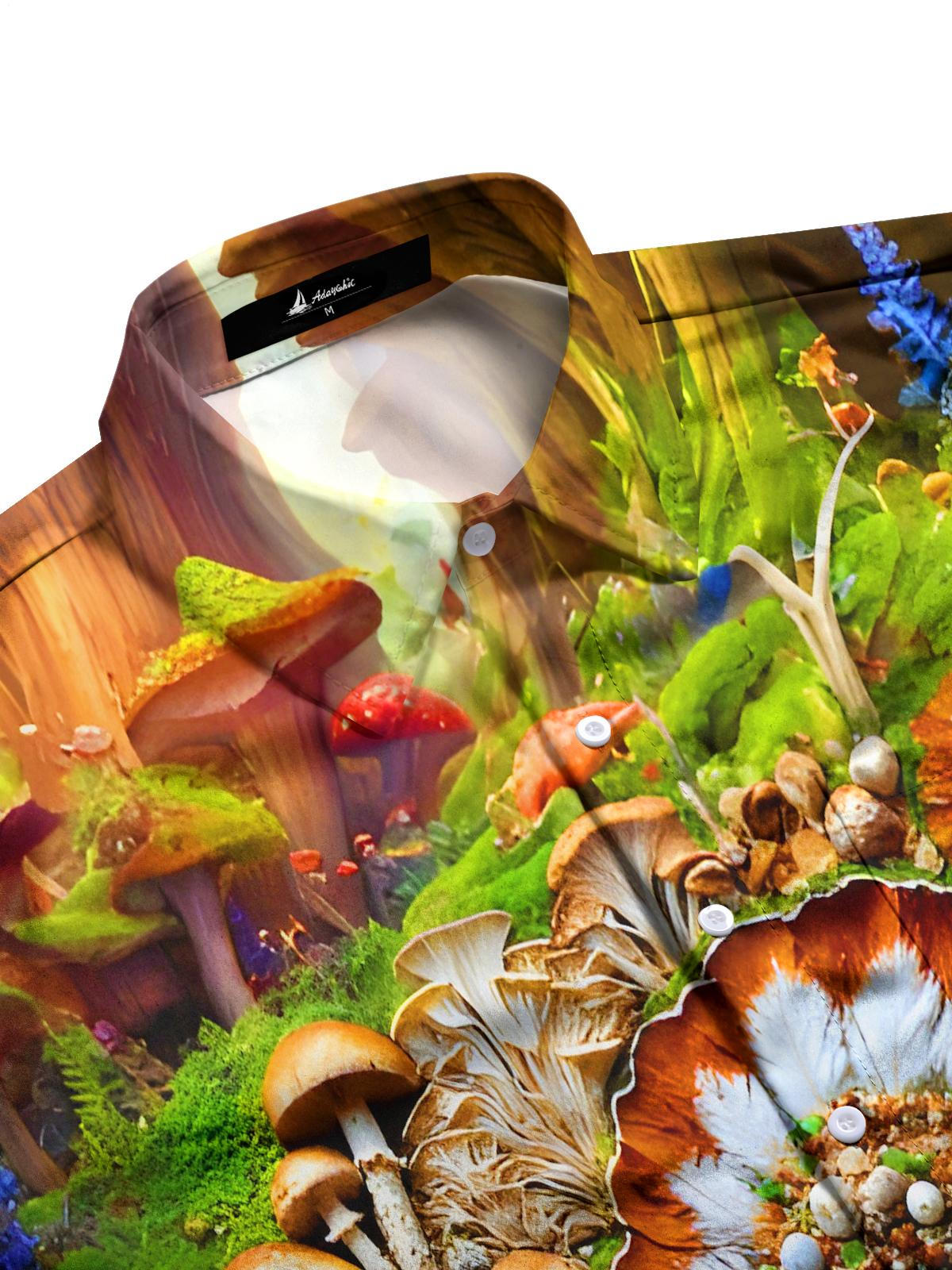 Psychedelic Tribe Mushrooms Men's Pocket Short Sleeve Shirts