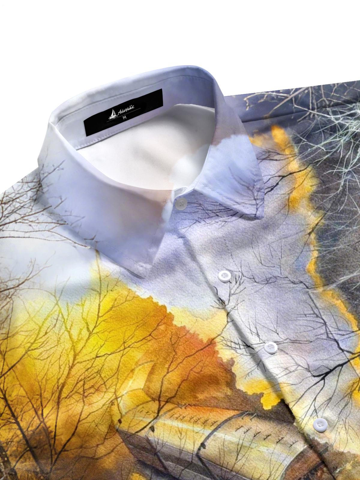 Train Print Men's Pocket Short Sleeve Shirts