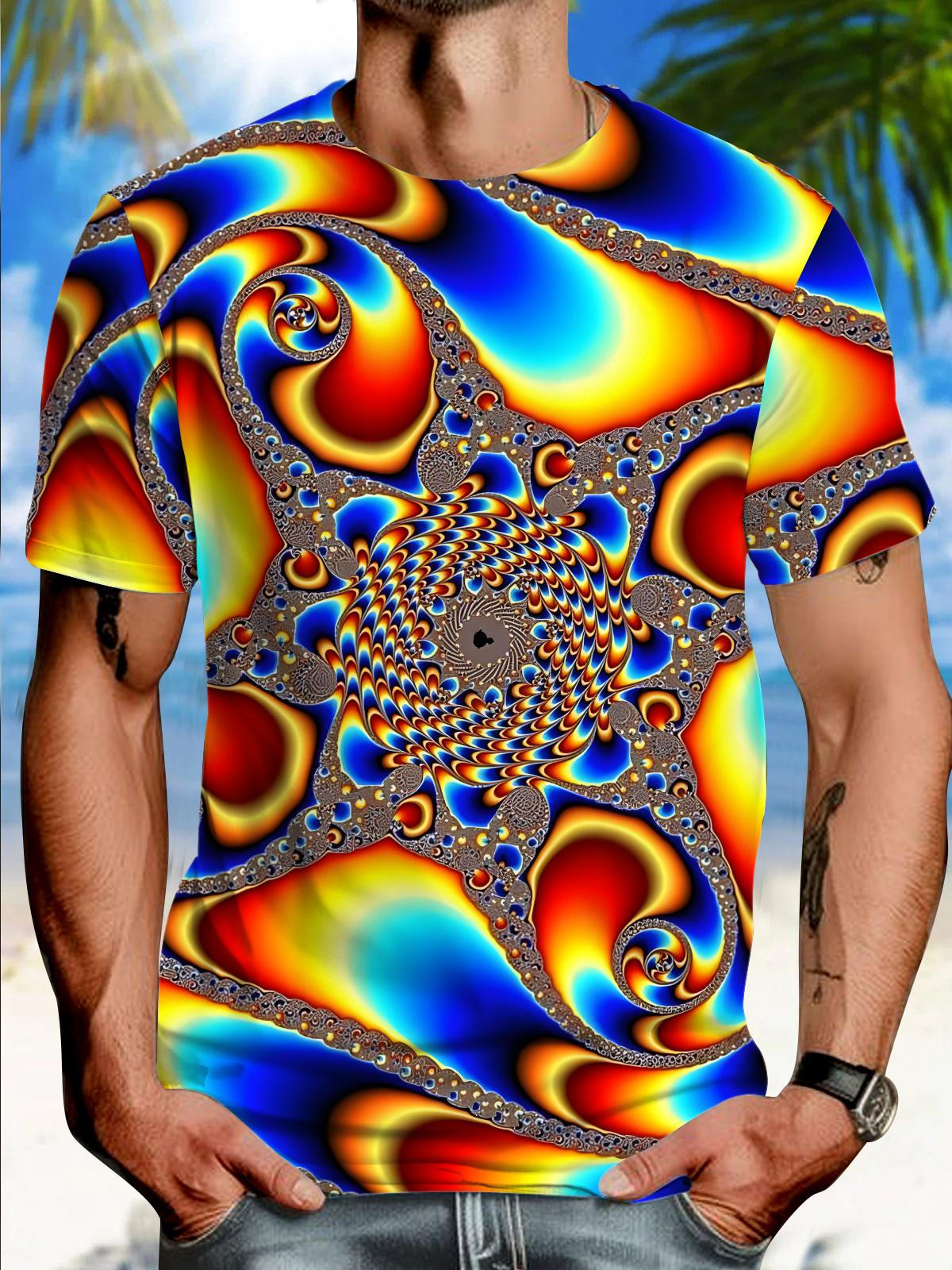 Abstract Round Neck Short Sleeve Men's T-shirt