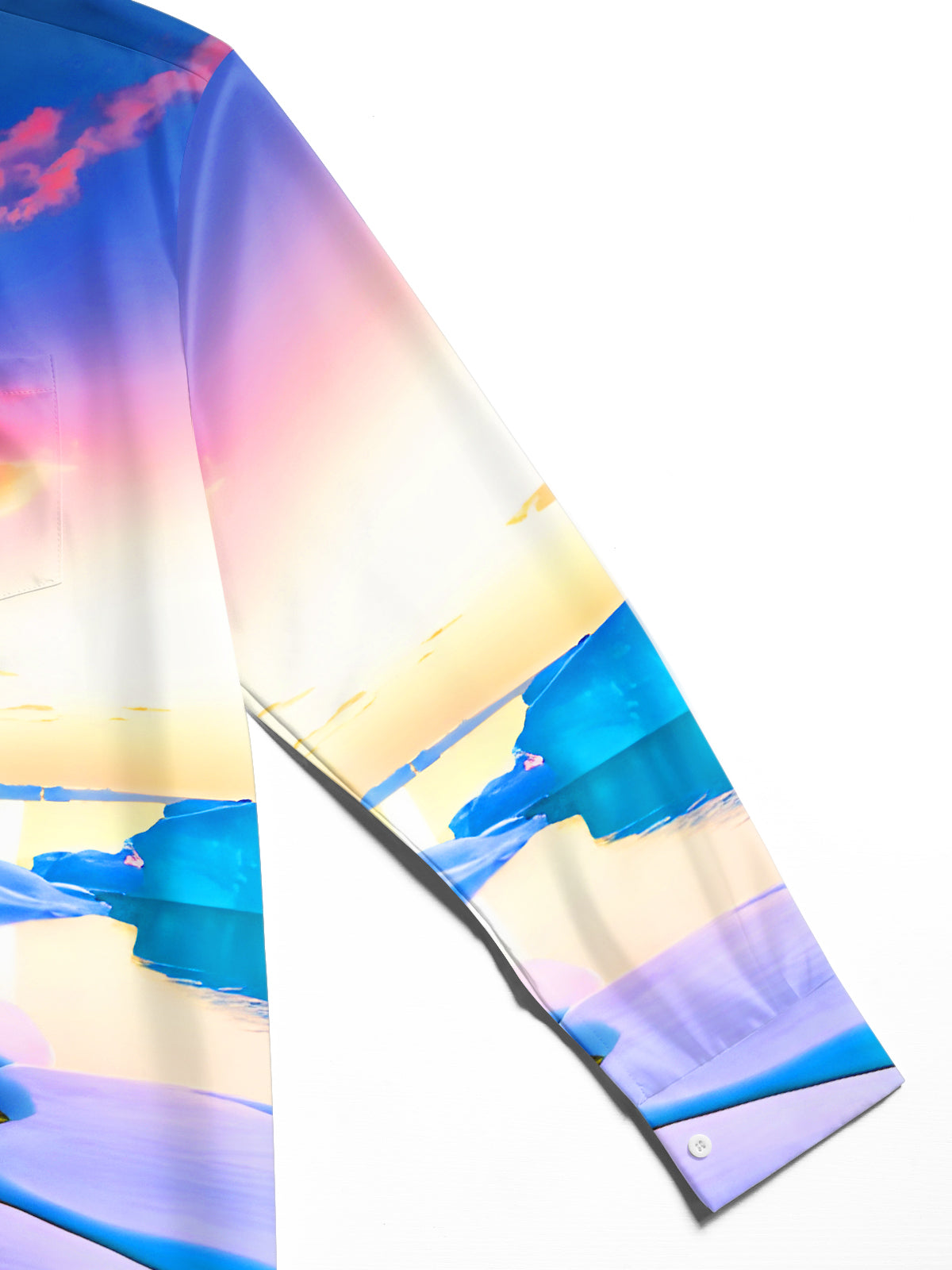 Fantasy Polar Glaciers Light Shadow Men's Pocket Long Sleeve Shirts
