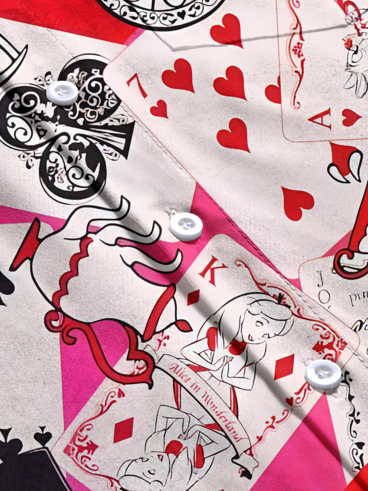 Poker Print Men's Pocket Short Sleeve Shirts