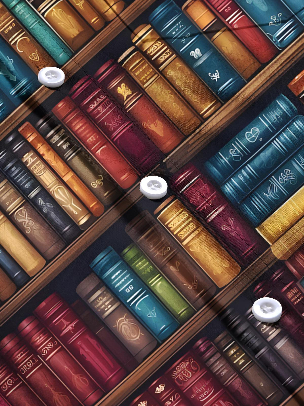 Book Print Men's Pocket Short Sleeve Shirts