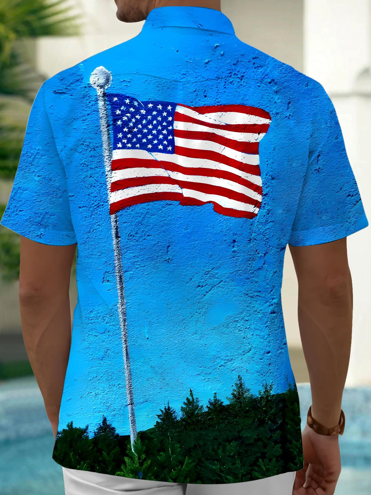 American Flag Men's Pocket Short Sleeve Shirts