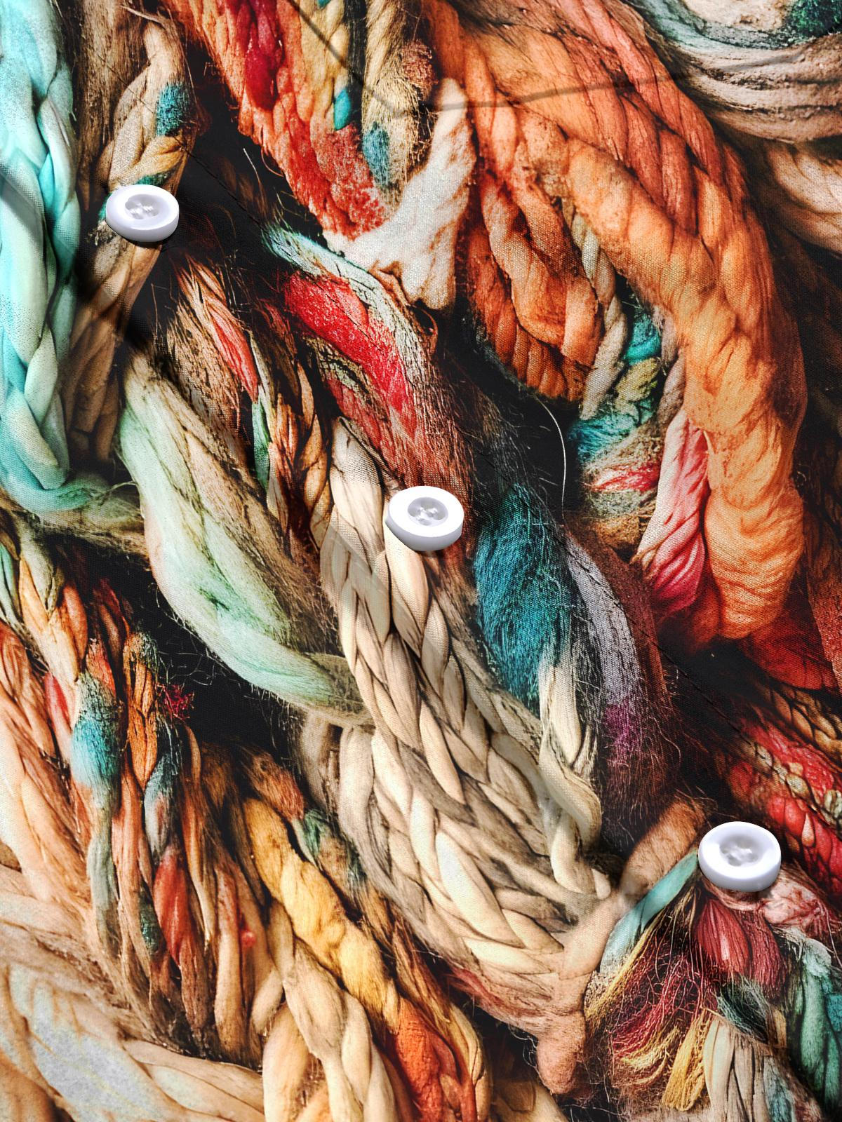 Hemp Rope Men's Pocket Long Sleeve Shirts